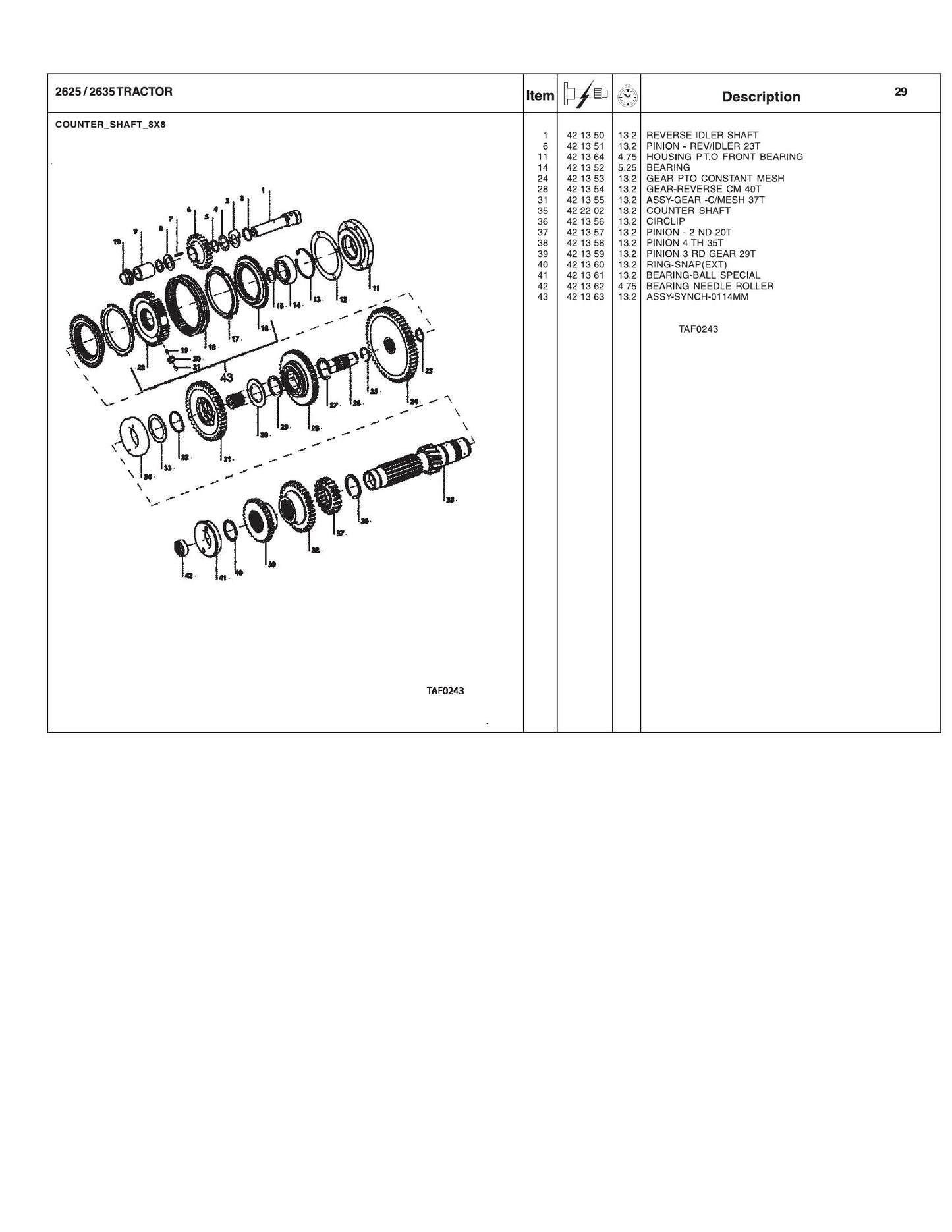 AGCO 2625 2635 Tractor Repair Time Schedule 4283428M3