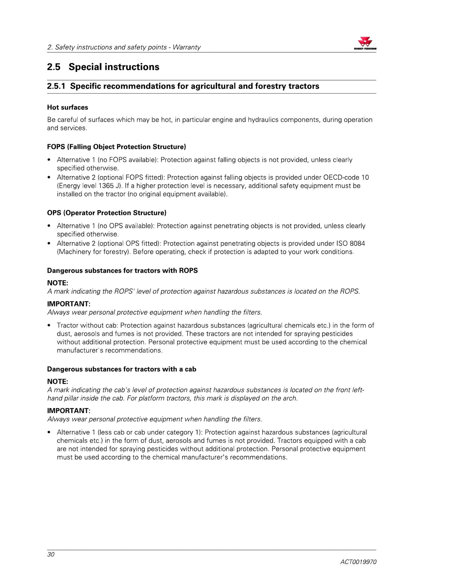MASSEY FERGUSON Tractor Factory Workshop Operator Manual ACT0019970