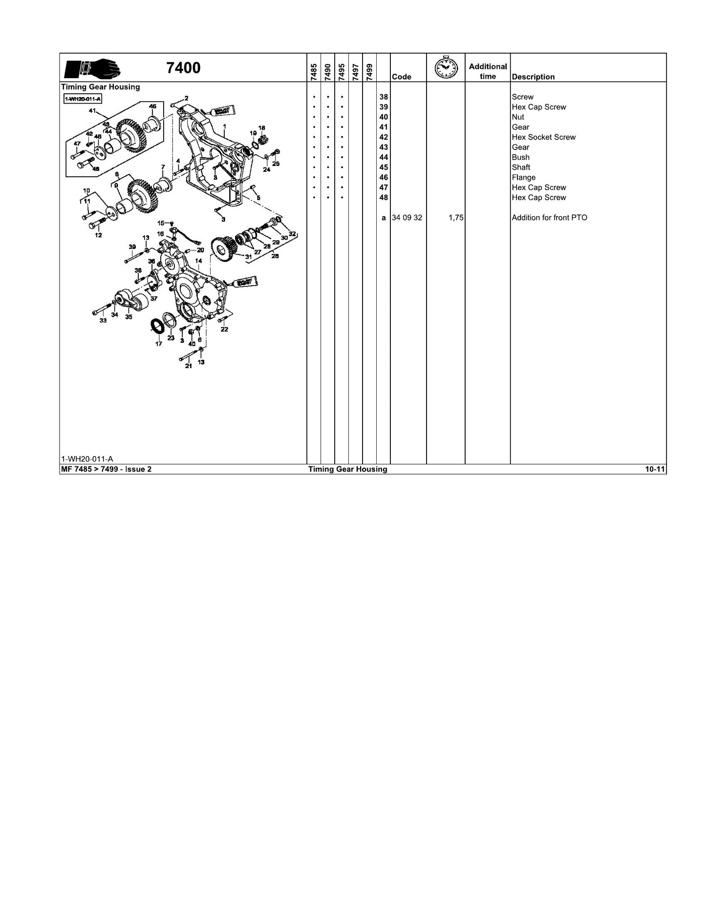 MASSEY FERGUSON MF7485 MF7499 Tractor Factory Workshop Parts Catalog 4366629M1