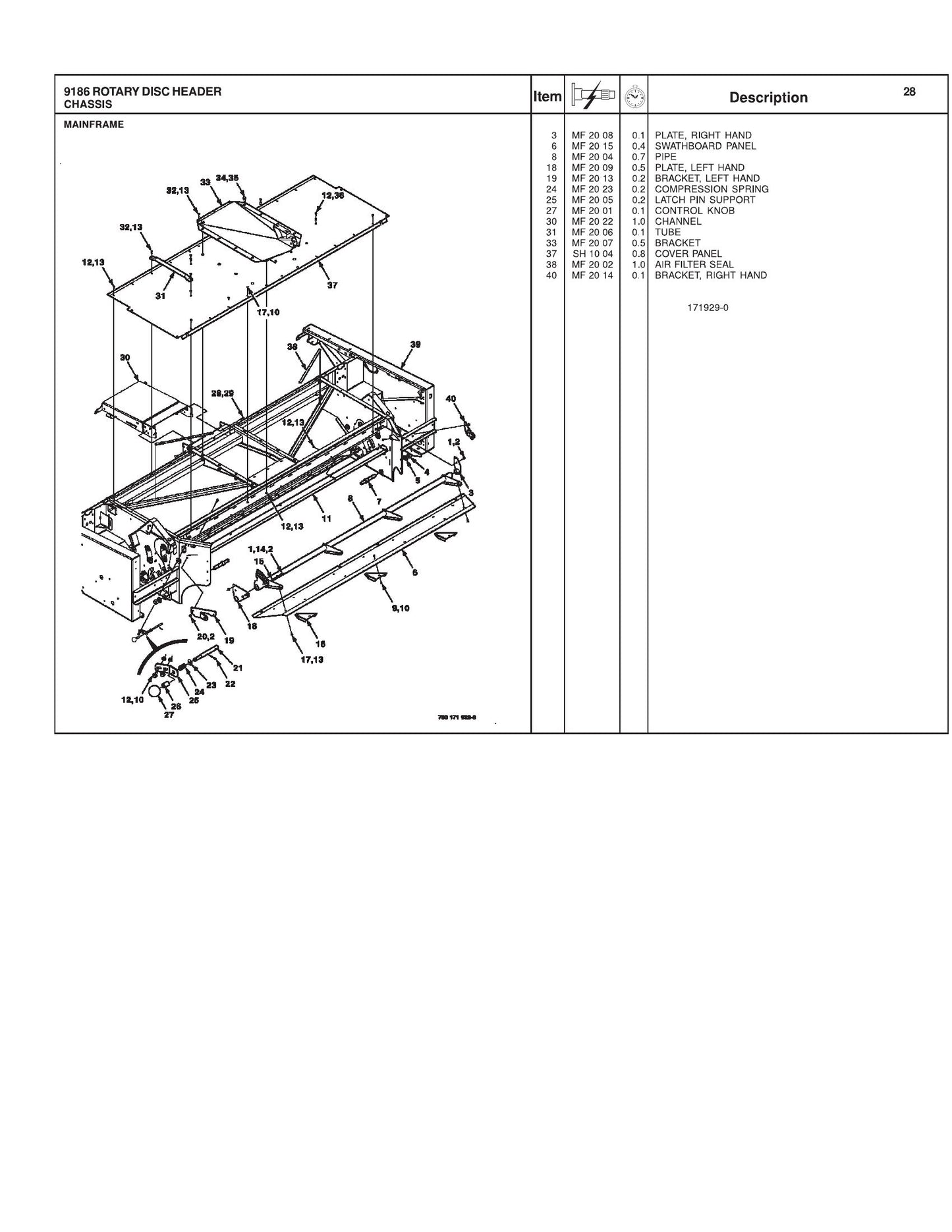 UNKNOWN 9186 Rotary Disc Header Repair Time Schedule 4283500M1