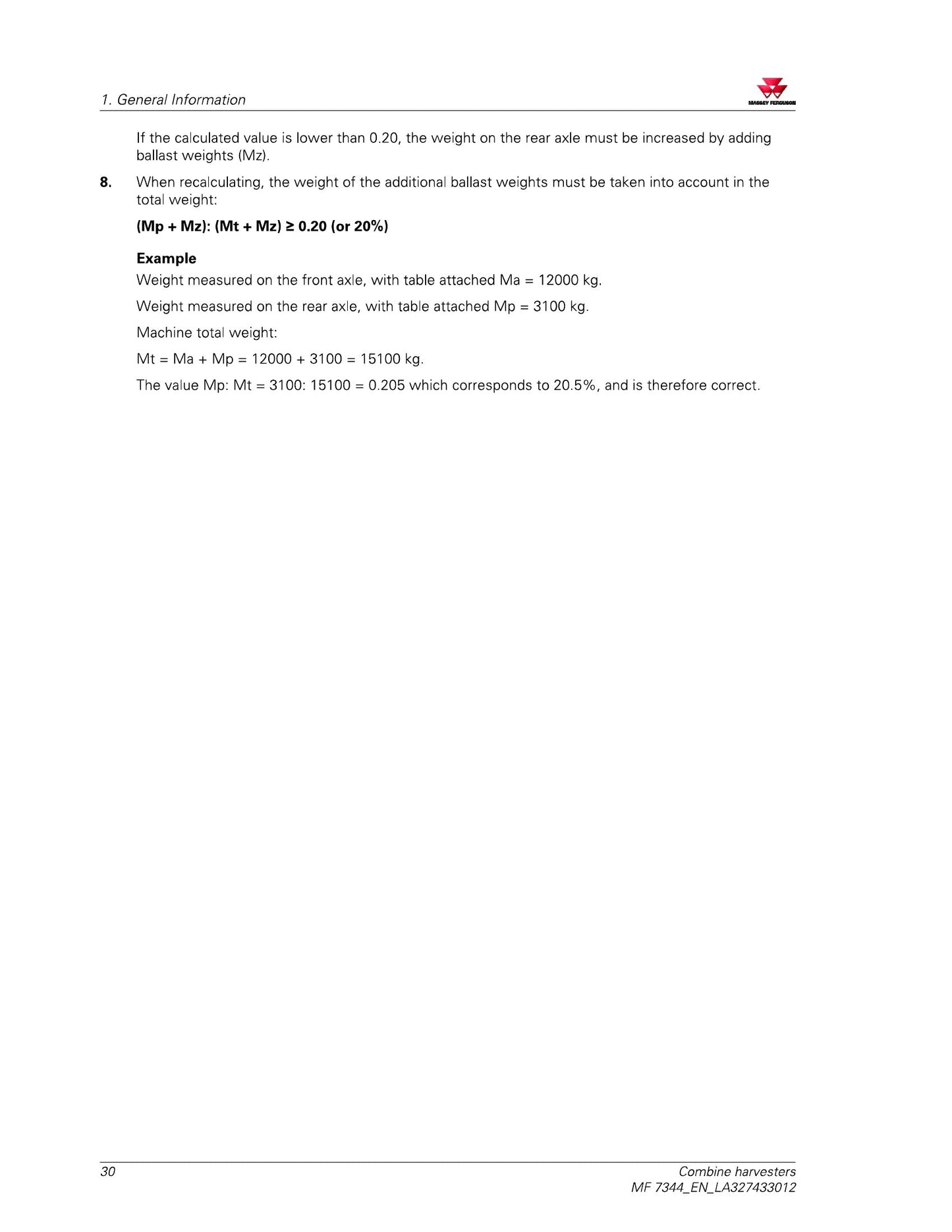 MASSEY FERGUSON MF 7344 Combine Harvester Factory Workshop Operator Manual