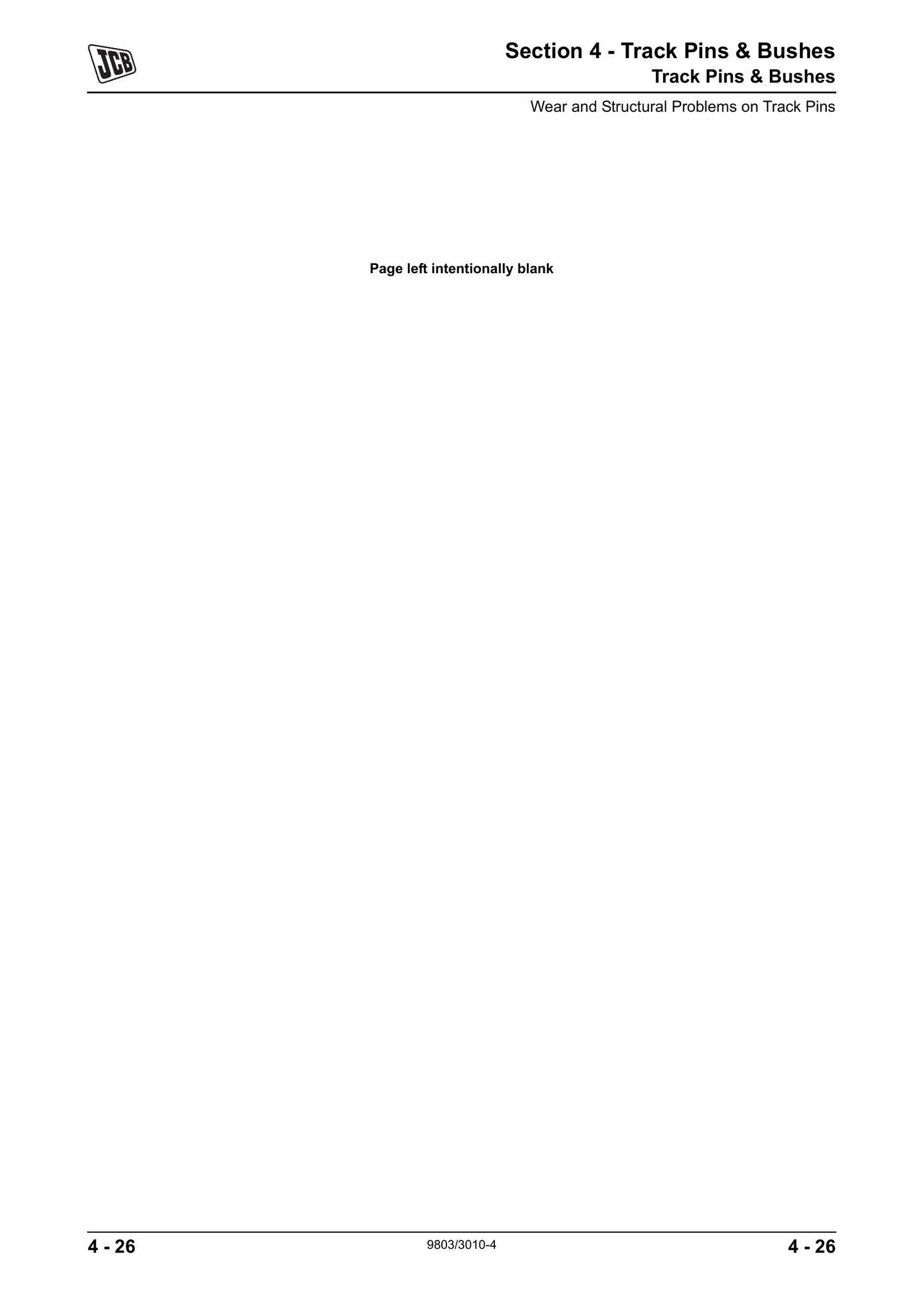 JCB JS130 JS160 JS200 JS260 Crawler Excavator Track Factory Workshop Service Manual 9803/3010-4