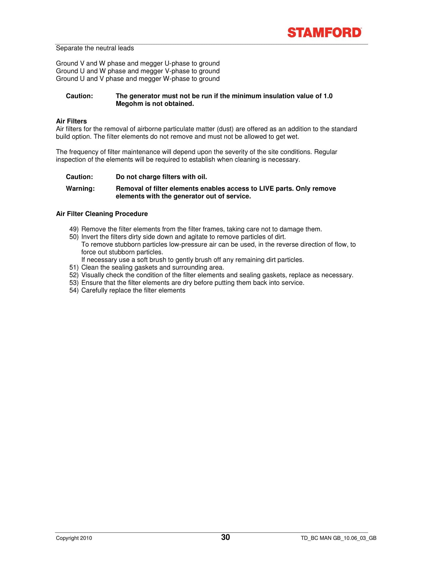 STAMFORD BC Range of Generators Installation, Service & Factory Workshop Maintenance Manual 9806-4650