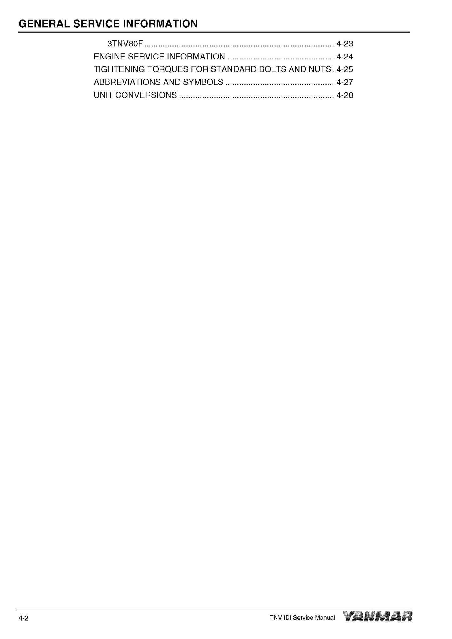 YANMAR 3TNM74F 3TNV74F 3TNV80F Industrial Engine Factory Workshop Service Manual 0BTN4-EN0031