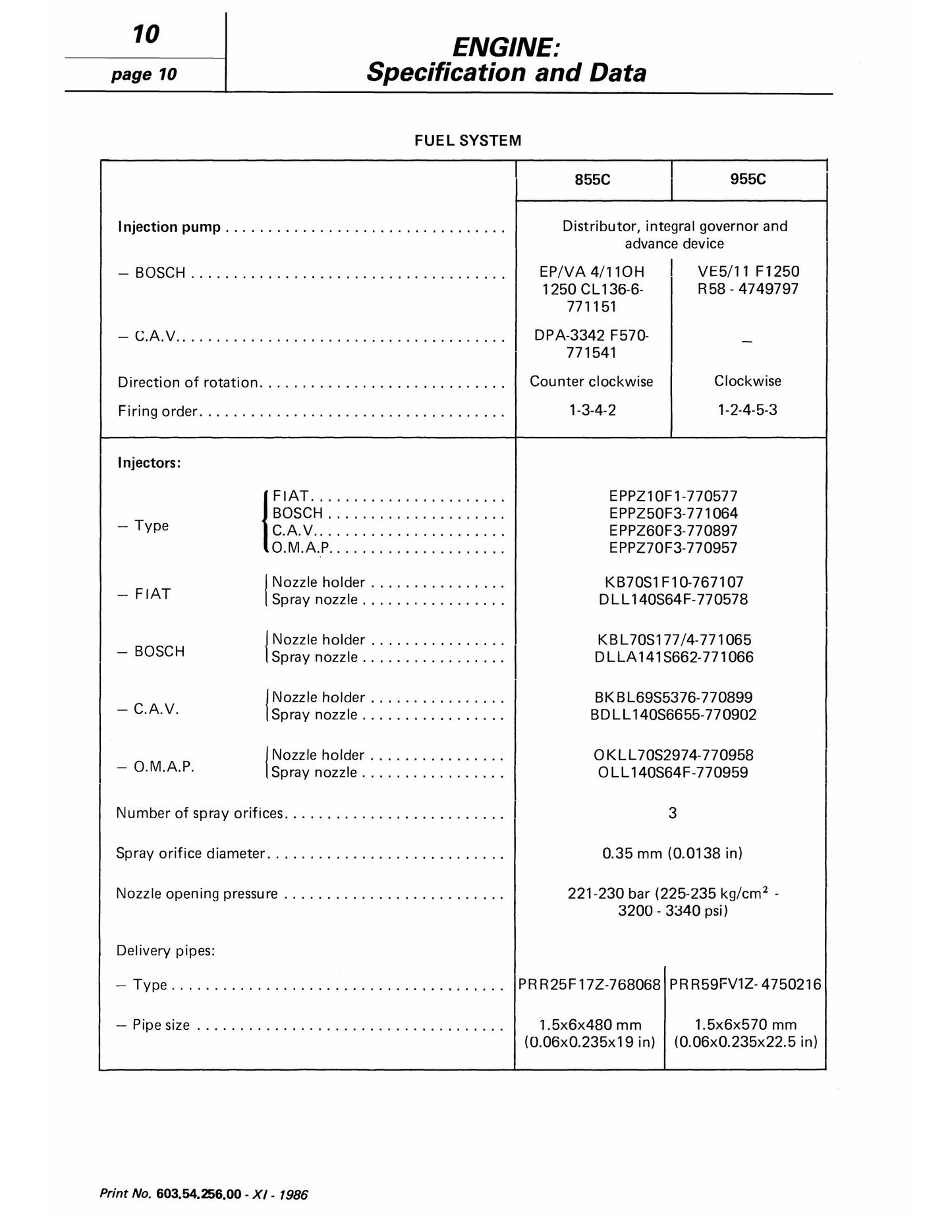 FIAT 855 C 955 C 85-55 95-55 Tractor Workshop Manual