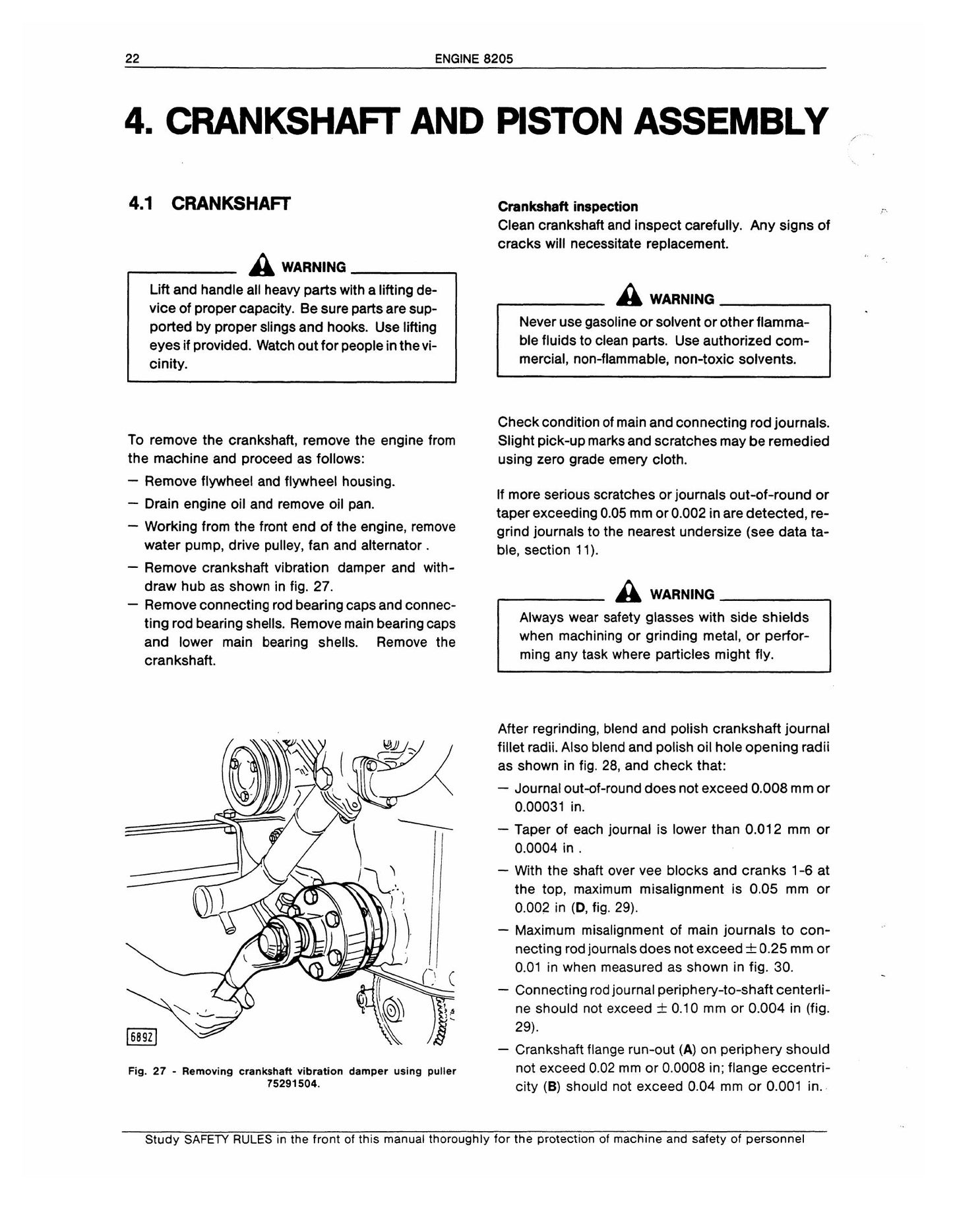 FIATALLIS 8205 Engine Factory Workshop Service Manual Form 604.06.243