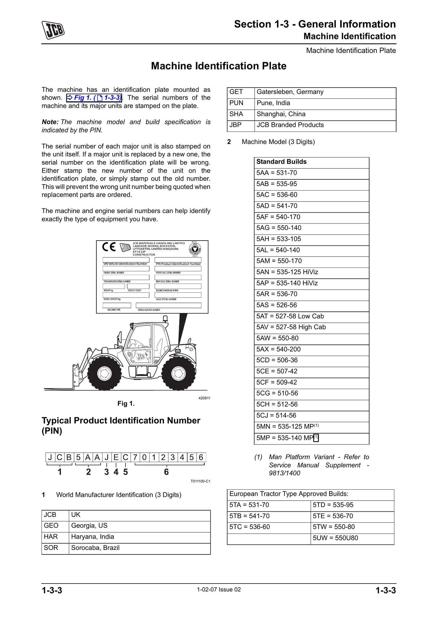 JCB 540-170 540-140 535-125 535-140 540-200 Side Engine Loadall Factory Workshop Service Manual 9813/0950