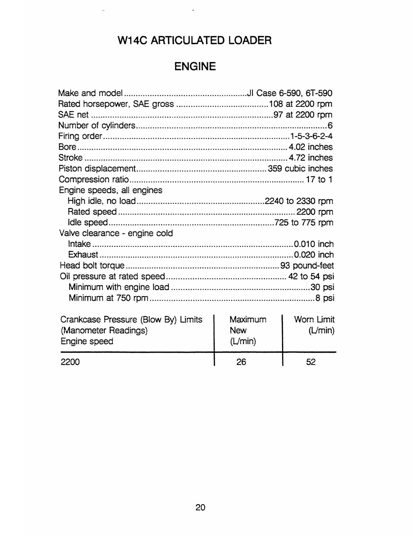 CASE Construction Equipment Machine Specifications Manual 8-67584