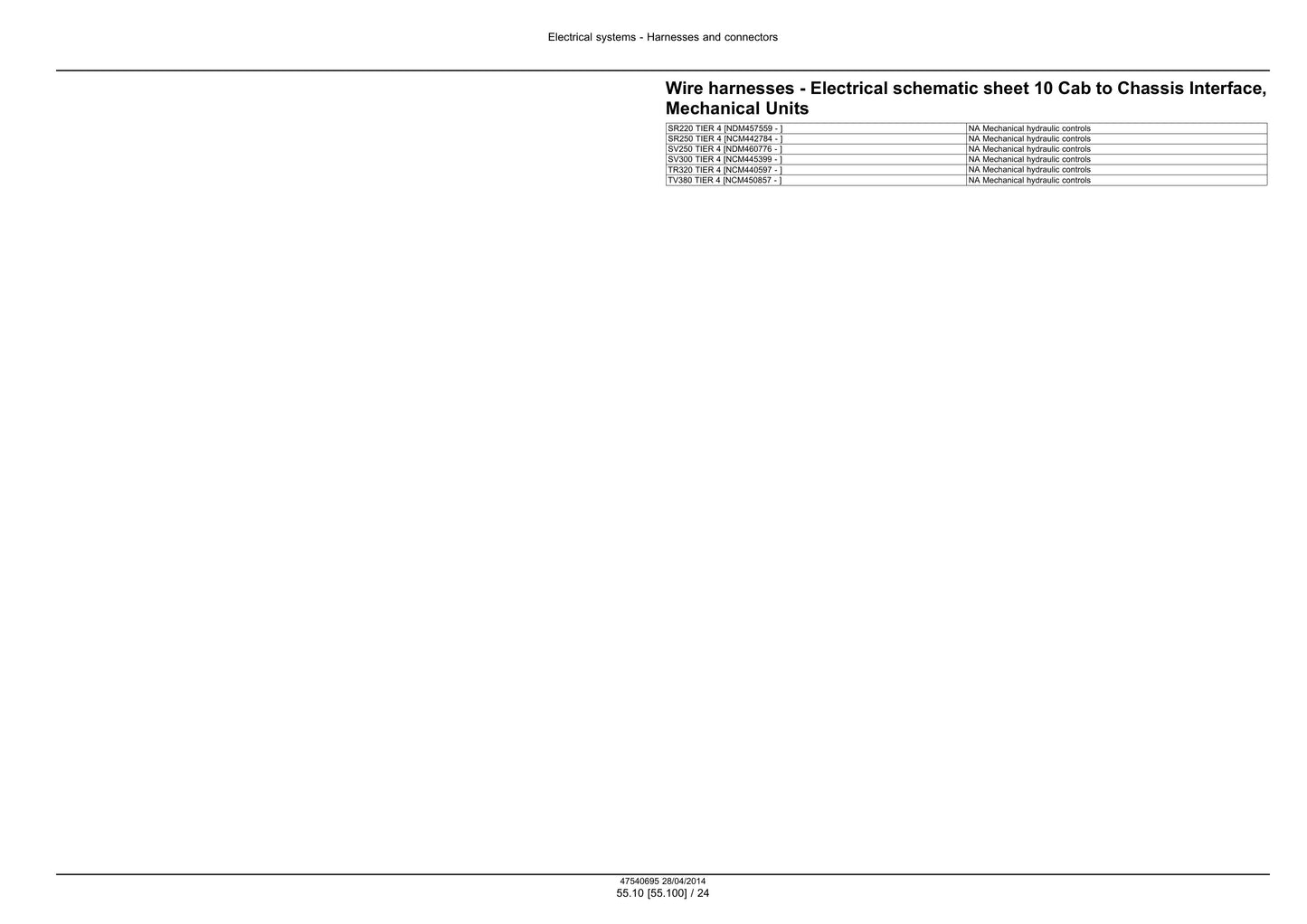 CASE SR220 SR250 SV250 SV300 TR320 TV380 Skid Steer Loader Factory Workshop Service Manual 47730711