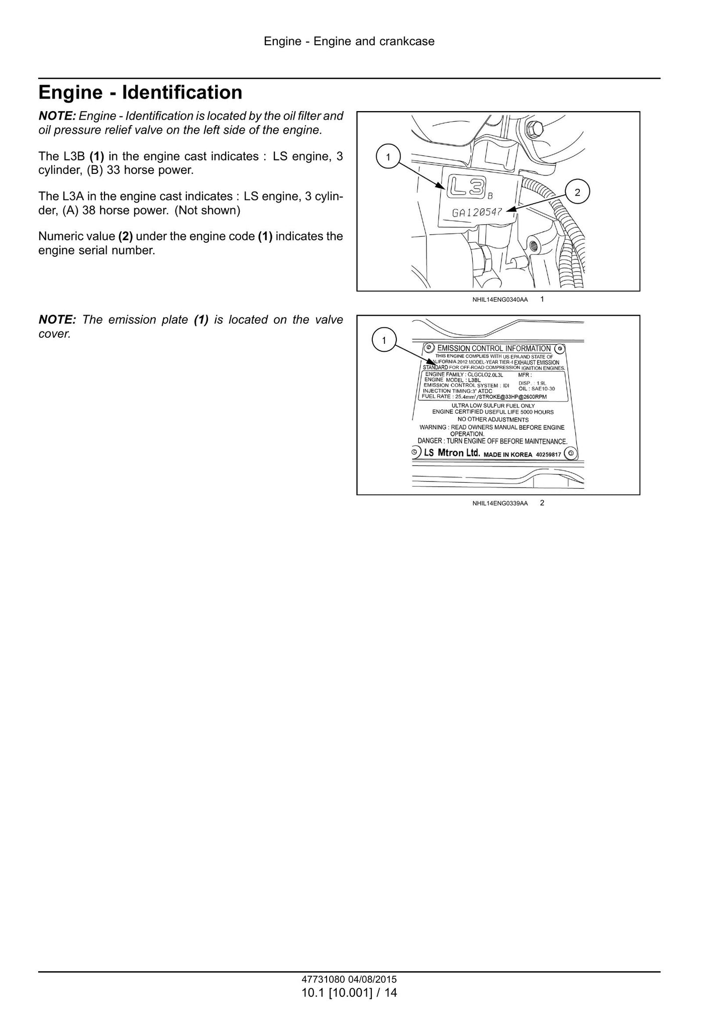 CASE L3AL L3BL Engine Factory Workshop Service Manual 47731080