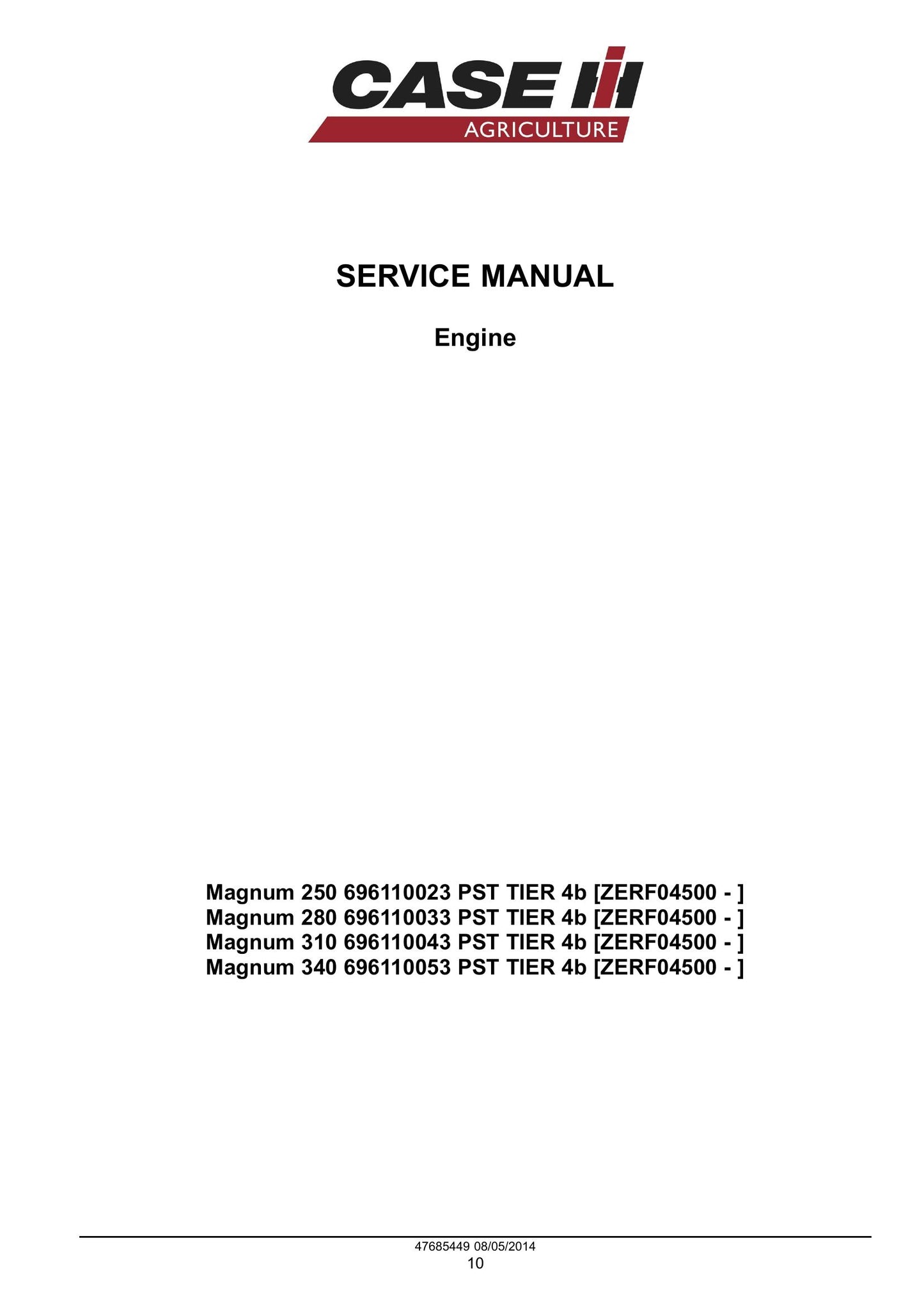 CASE Magnum 250 Magnum 280 Magnum 310 Magnum 340 Tractor Factory Workshop Service Manual 47685449