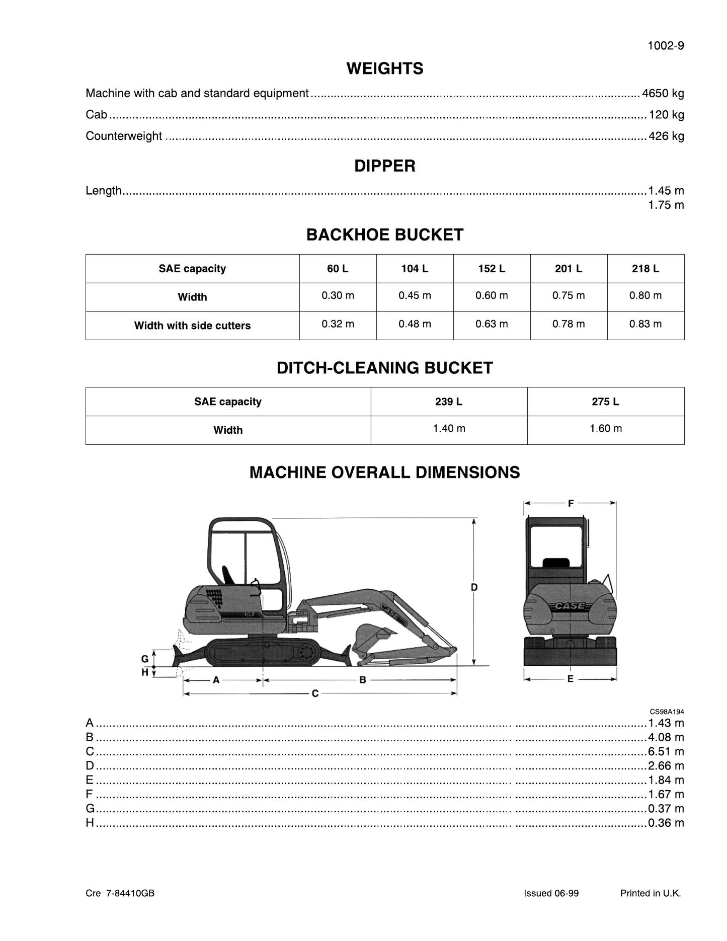 CASE 50 Hydraulic Excavator Factory Workshop Service Manual Cre7-84390GB