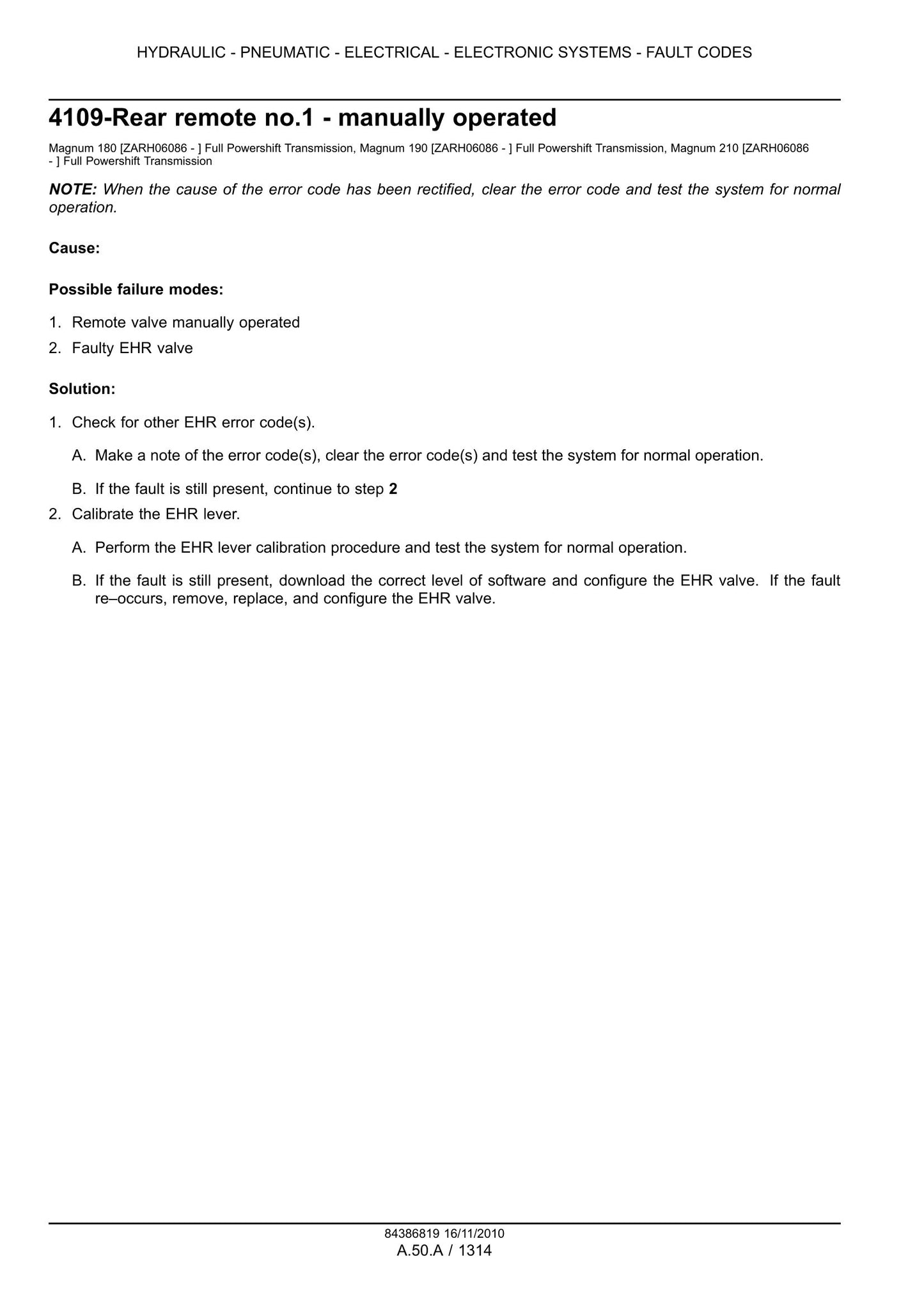 CASE MAGNUM 180 MAGNUM 190 MAGNUM 210 Tractor Factory Workshop Service Manual 84399414