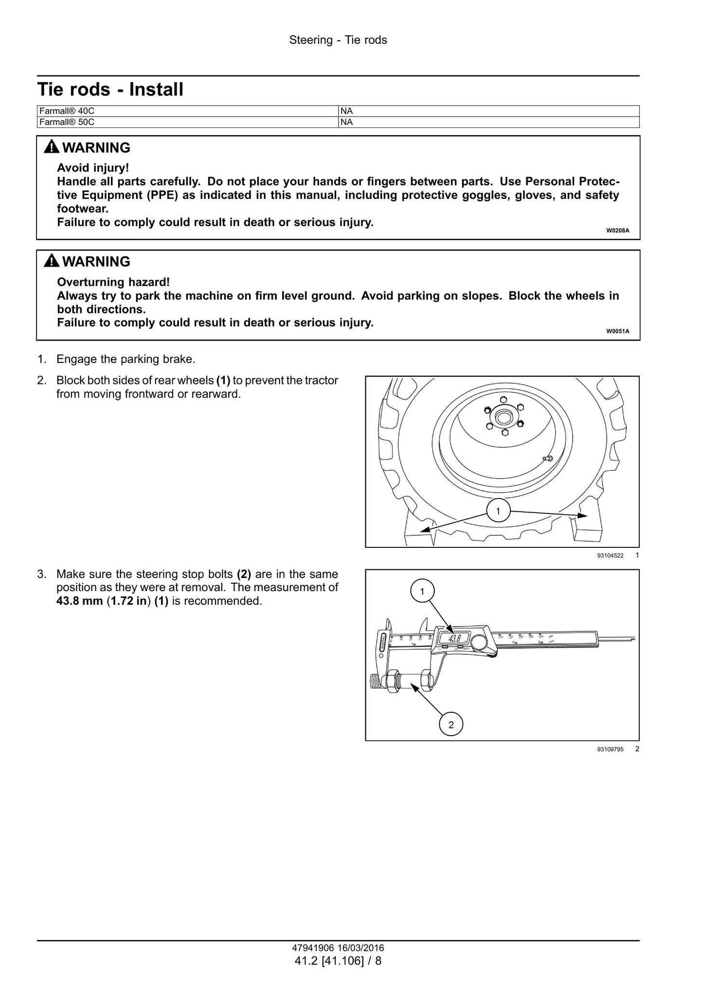 CASE Farmall 40C Farmall 50C Compact Tractor Factory Workshop Service Manual 47998535