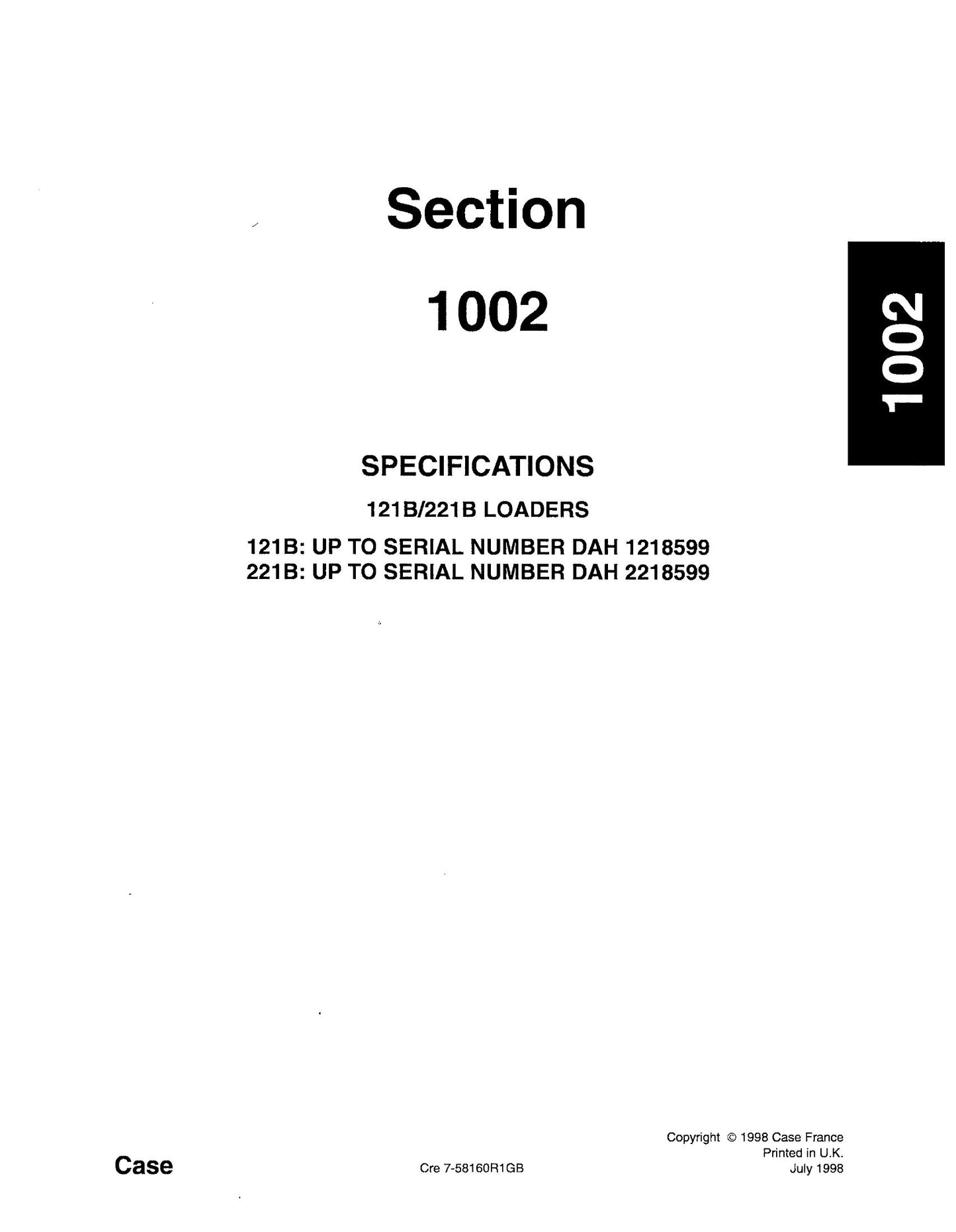 CASE 21B 121B 221B Skid Steer Loader Factory Workshop Parts Catalog