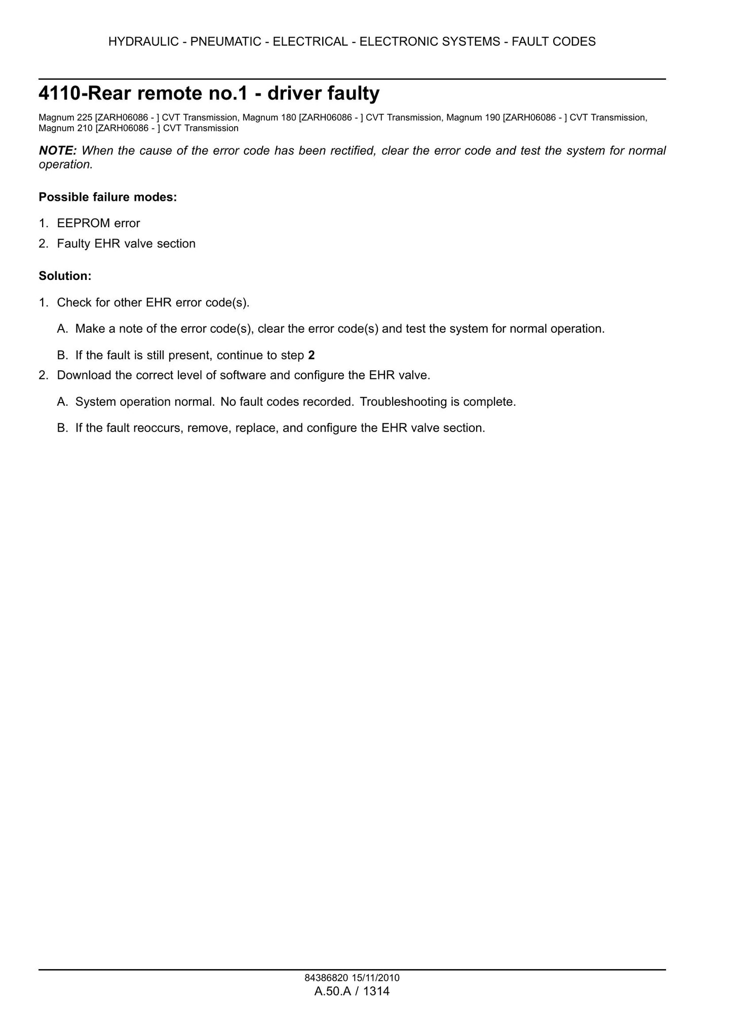 CASE MAGNUM 180 MAGNUM 190 MAGNUM 210 MAGNUM 225 Tractor Factory Workshop Service Manual 84386820