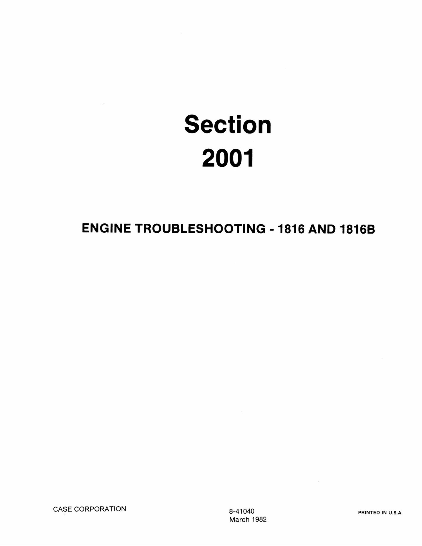 CASE 1816 1816B 1816C Skid Steer Loader Factory Workshop Service Manual 8-41040