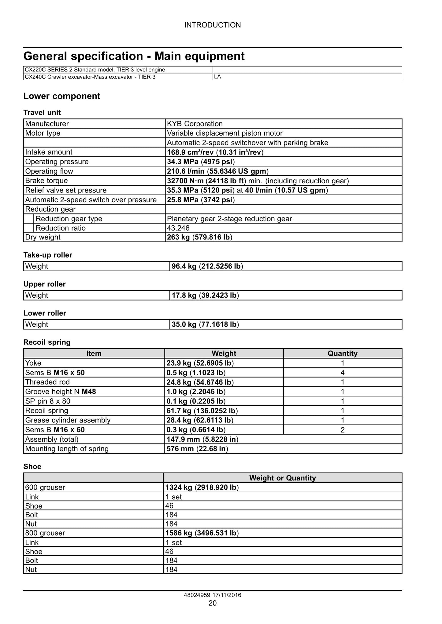 CASE CX220C CX240C Crawler Excavator Factory Workshop Service Manual 48024959