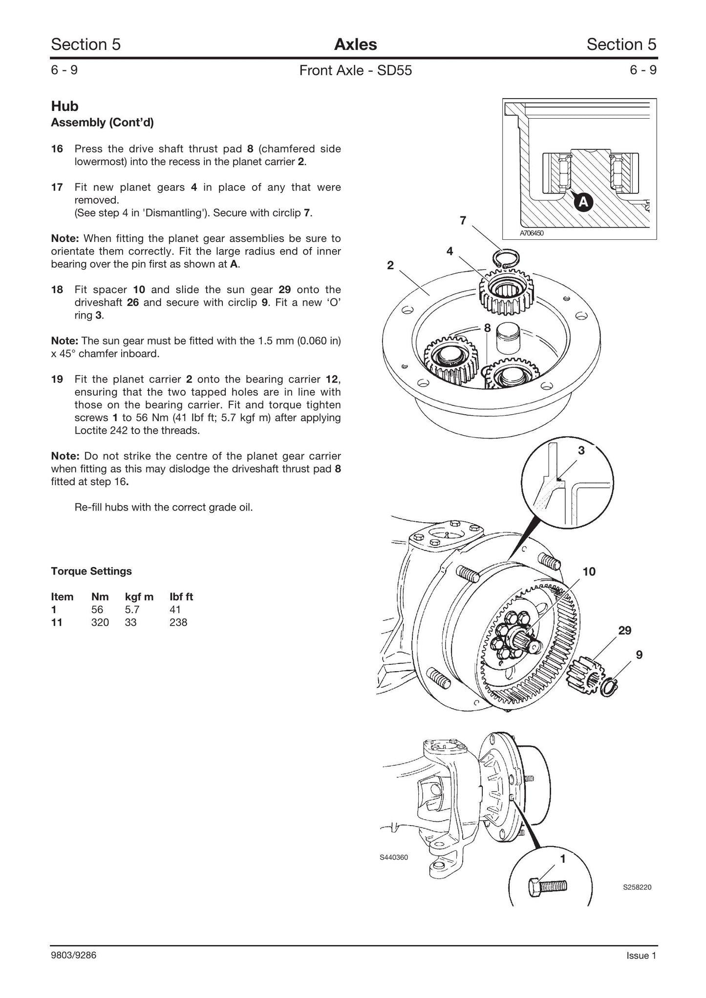 JCB SD55 Axle Factory Workshop Service Manual 9803/9286