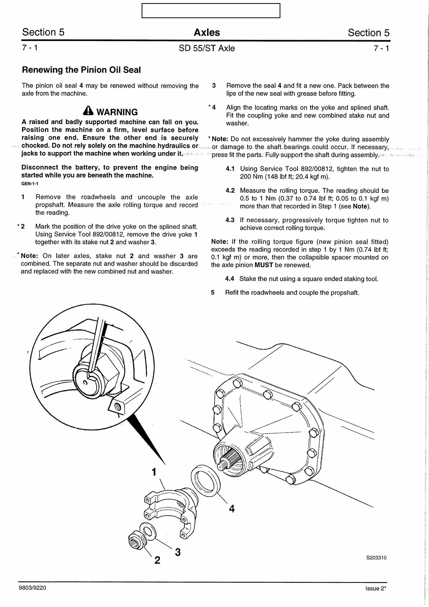 International Transmissions LTD SD 55/ST Axle Factory Workshop Service Manual 9803/9220