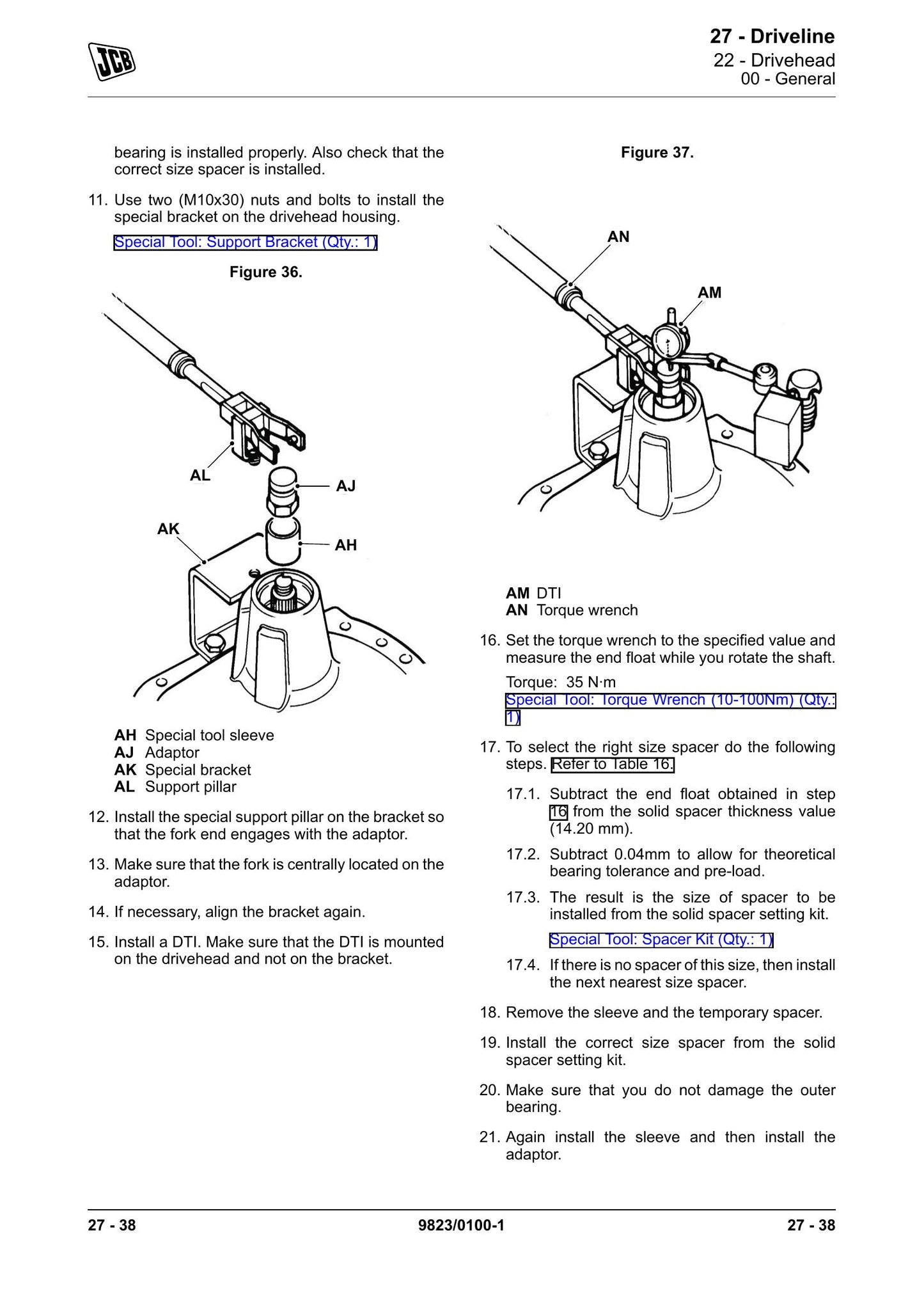 JCB SD55 Axle Factory Workshop Service Manual 9823/0100