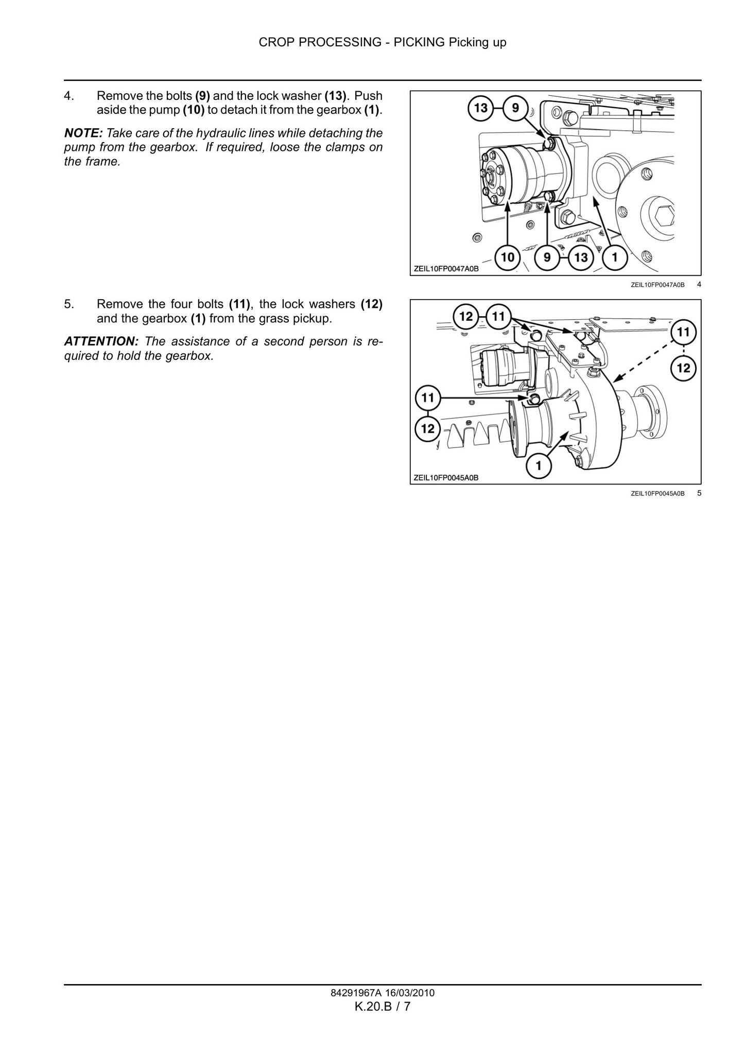 NEW HOLLAND 270FP 280FP 290FP Self-Propelled Forage Pickup Headers Factory Workshop Service Manual 84291967A
