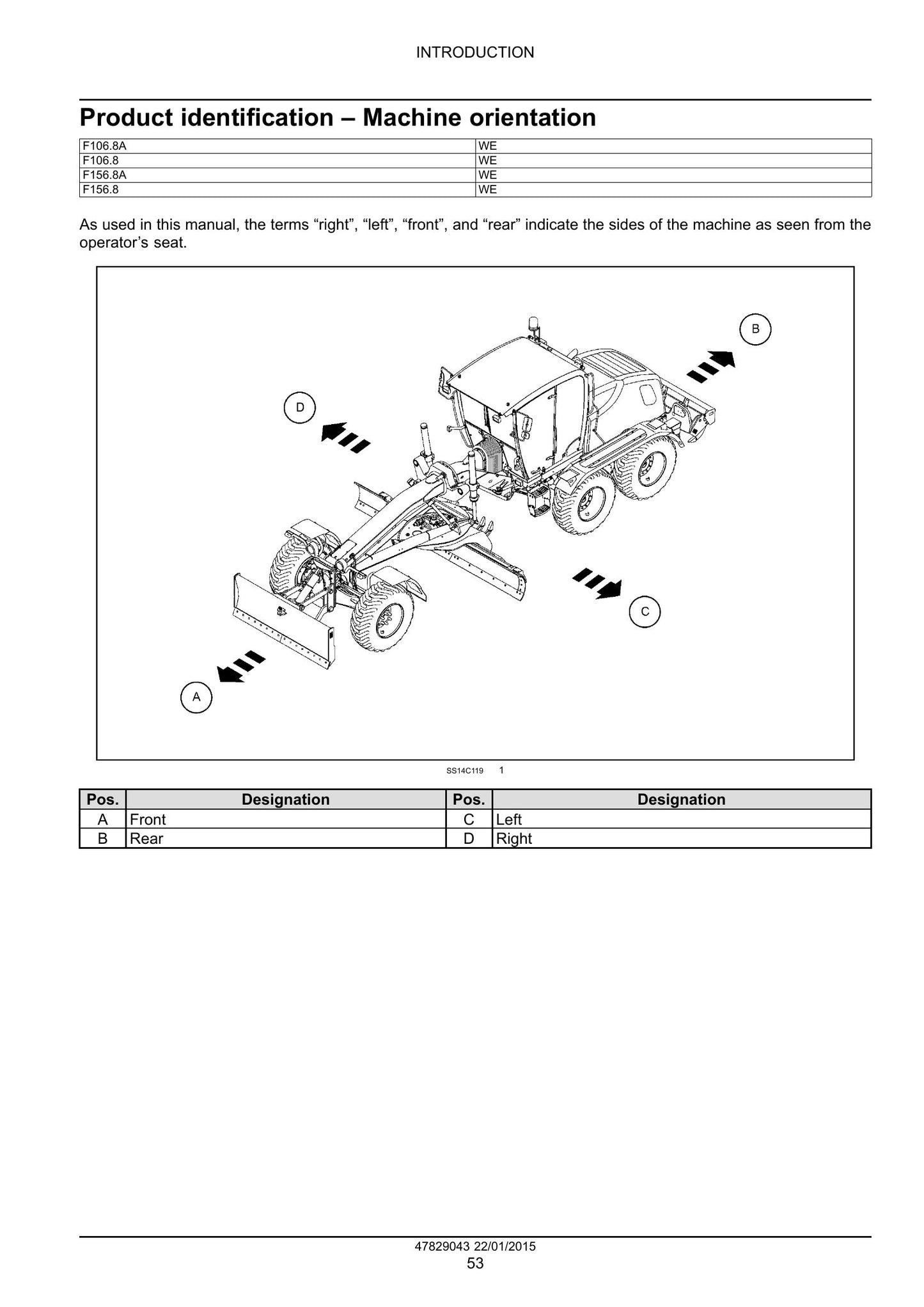 New Holland F106.8 F106.8A F156.8 F156.8A Motor Grader Factory Workshop Service Manual 47829043