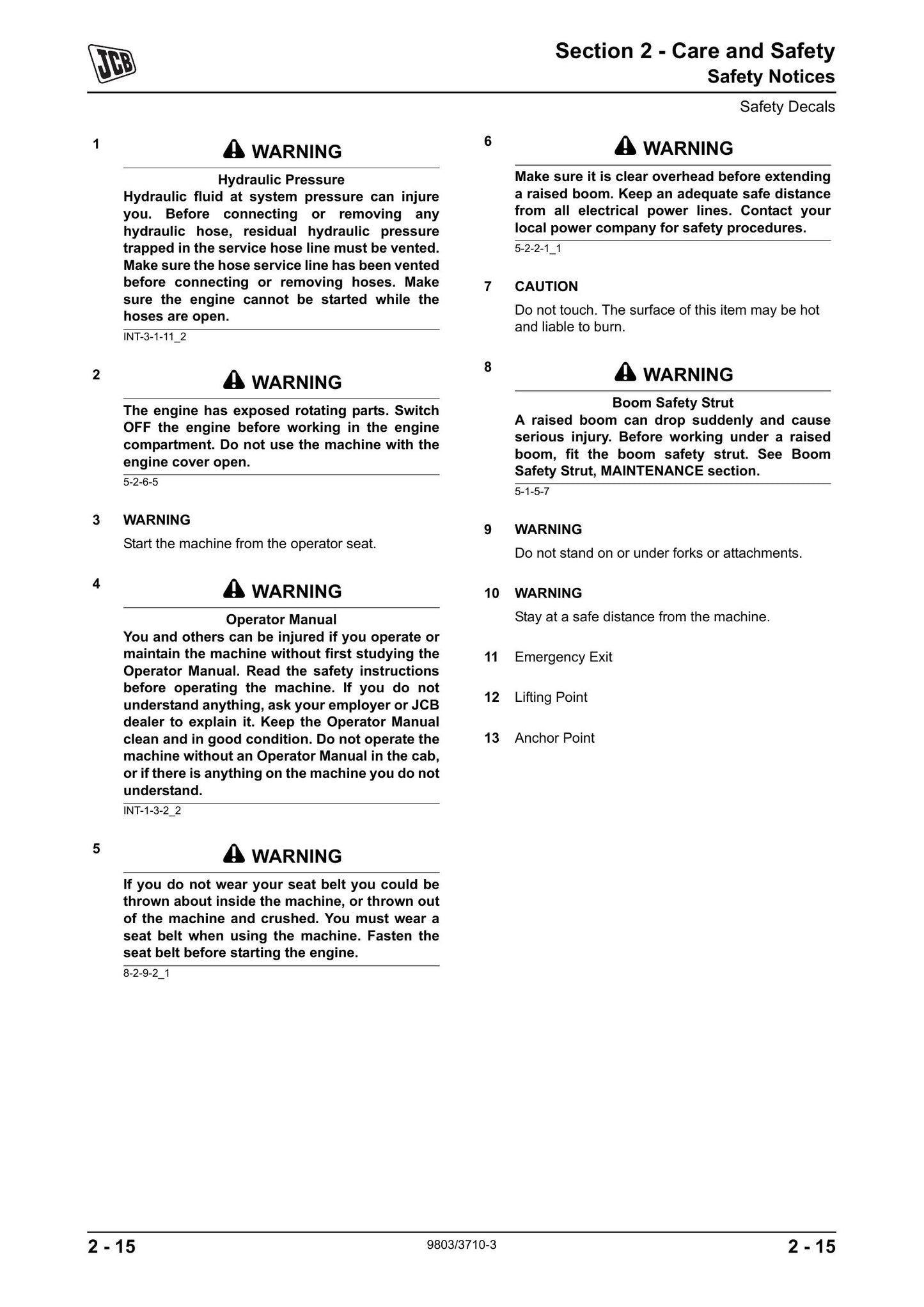 JCB 526 526S 528-70 528S Rear Engine Loadall Factory Workshop Service Manual 9803/3710-3