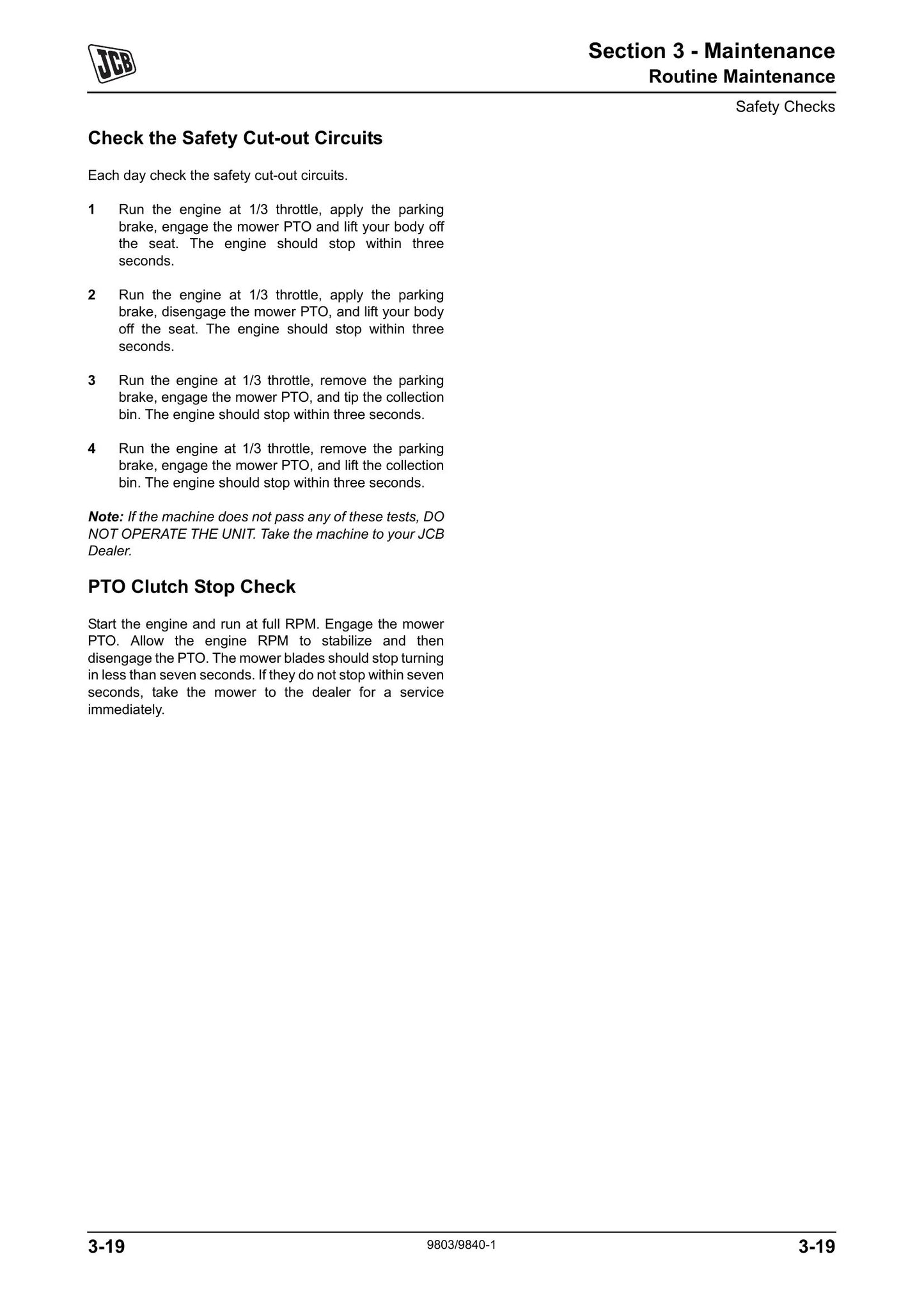 JCB FM25 Ground Care Mower Factory Workshop Service Manual 9803/9840-1