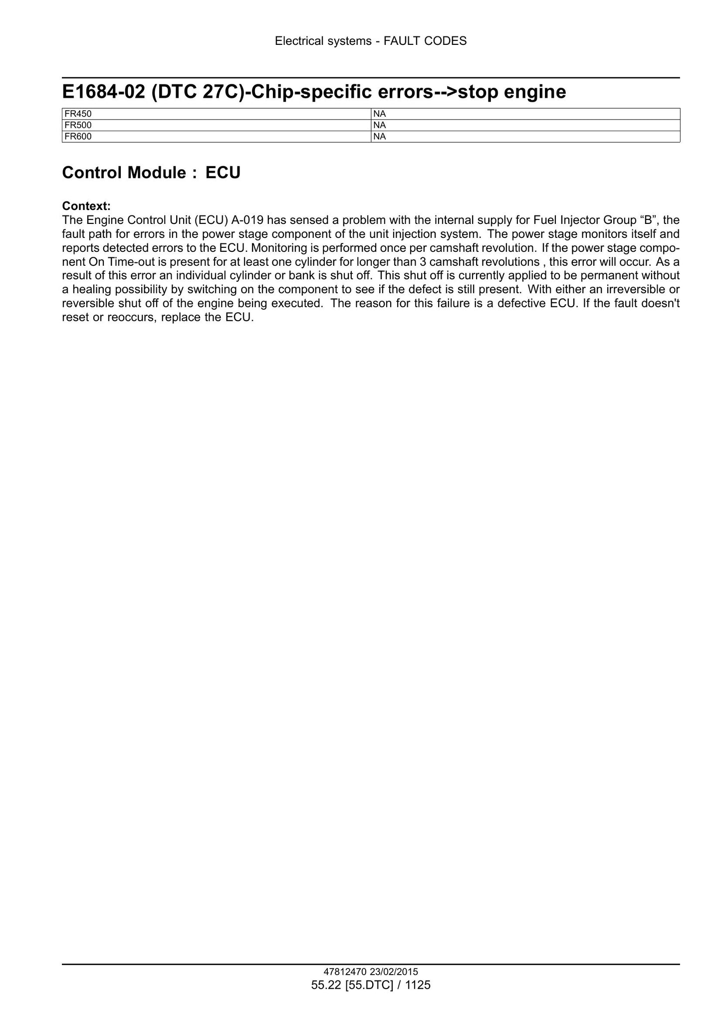 New Holland FR450 FR500 FR600 FR700 FR850 Forage Harvester Factory Workshop Service Manual 47849552