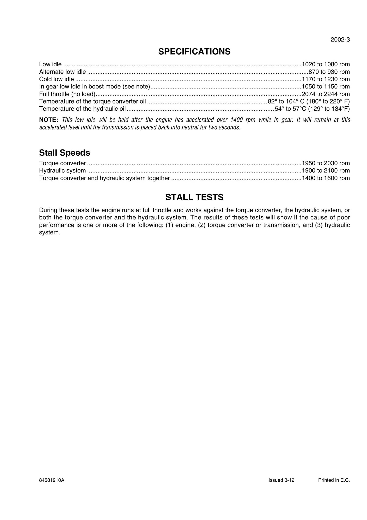 New Holland W110C Wheel Loader Factory Workshop Service Manual 84581910A