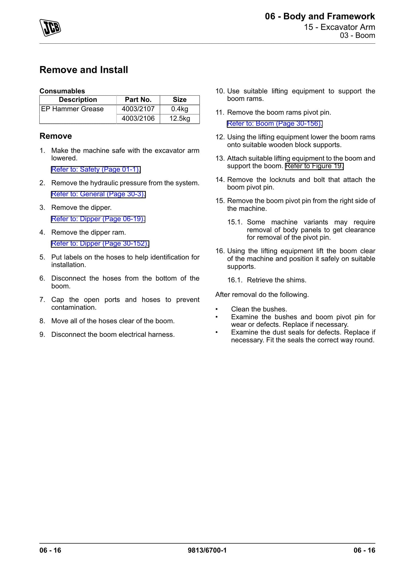 JCB 305 JS305 Excavator Factory Workshop Service Manual 9813/6700