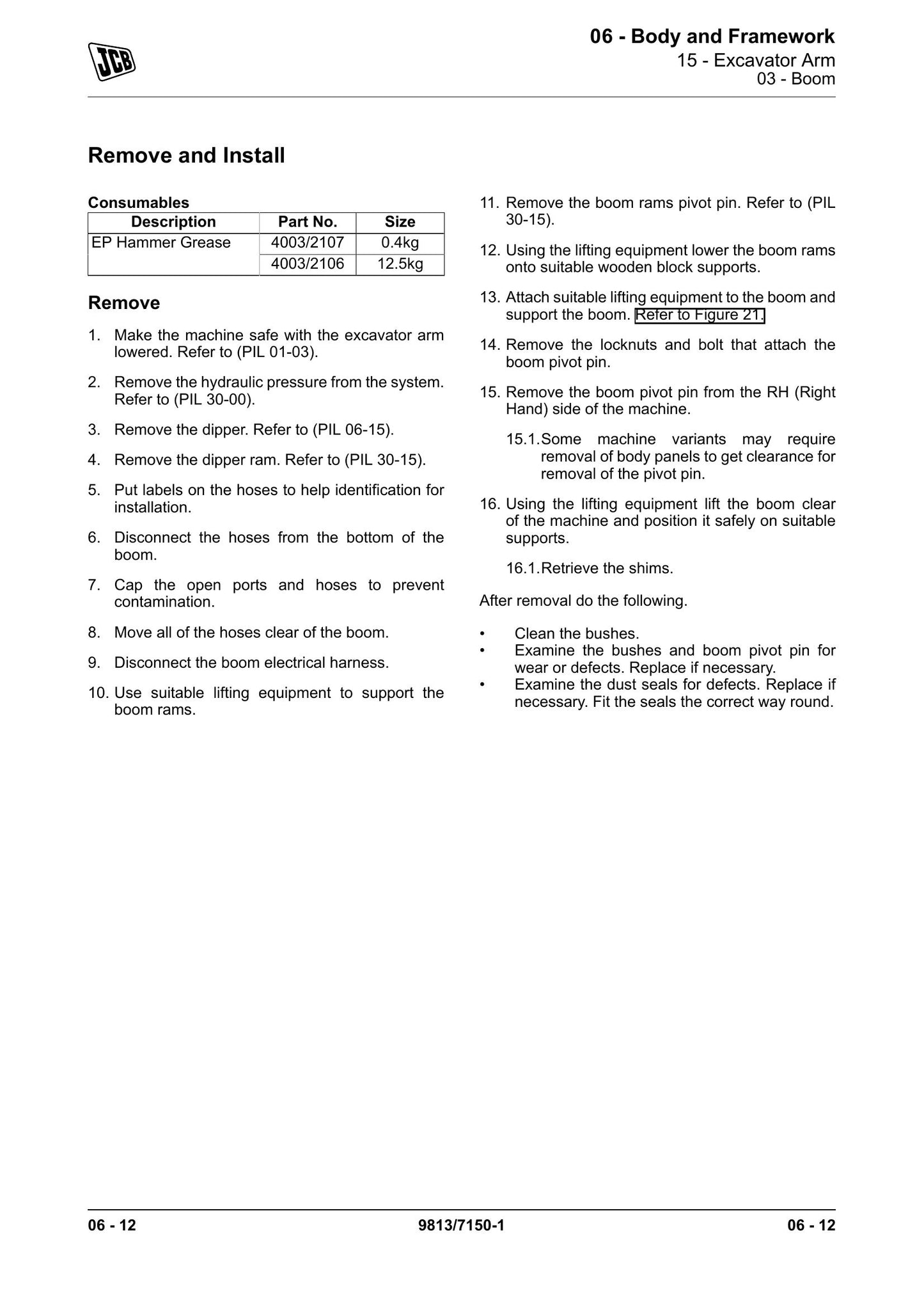 JCB JS115 JS130 JS131 JS145 JS160 JS180 JS190 Crawler Excavator Factory Workshop Service Manual 9813/7150