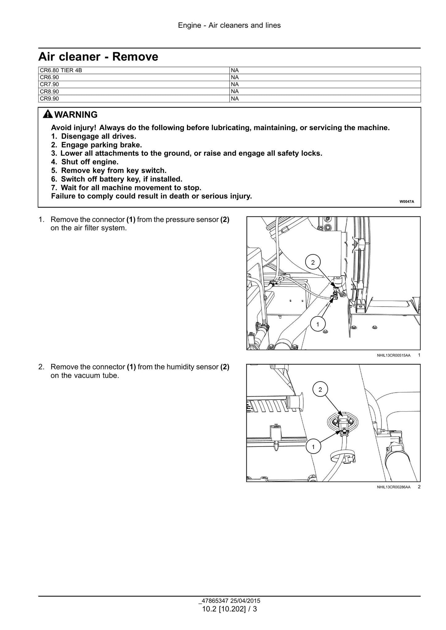 New Holland CR6.80 CR6.90 CR7.90 CR8.90 CR9.90 Combine Factory Workshop Service Manual 47878222