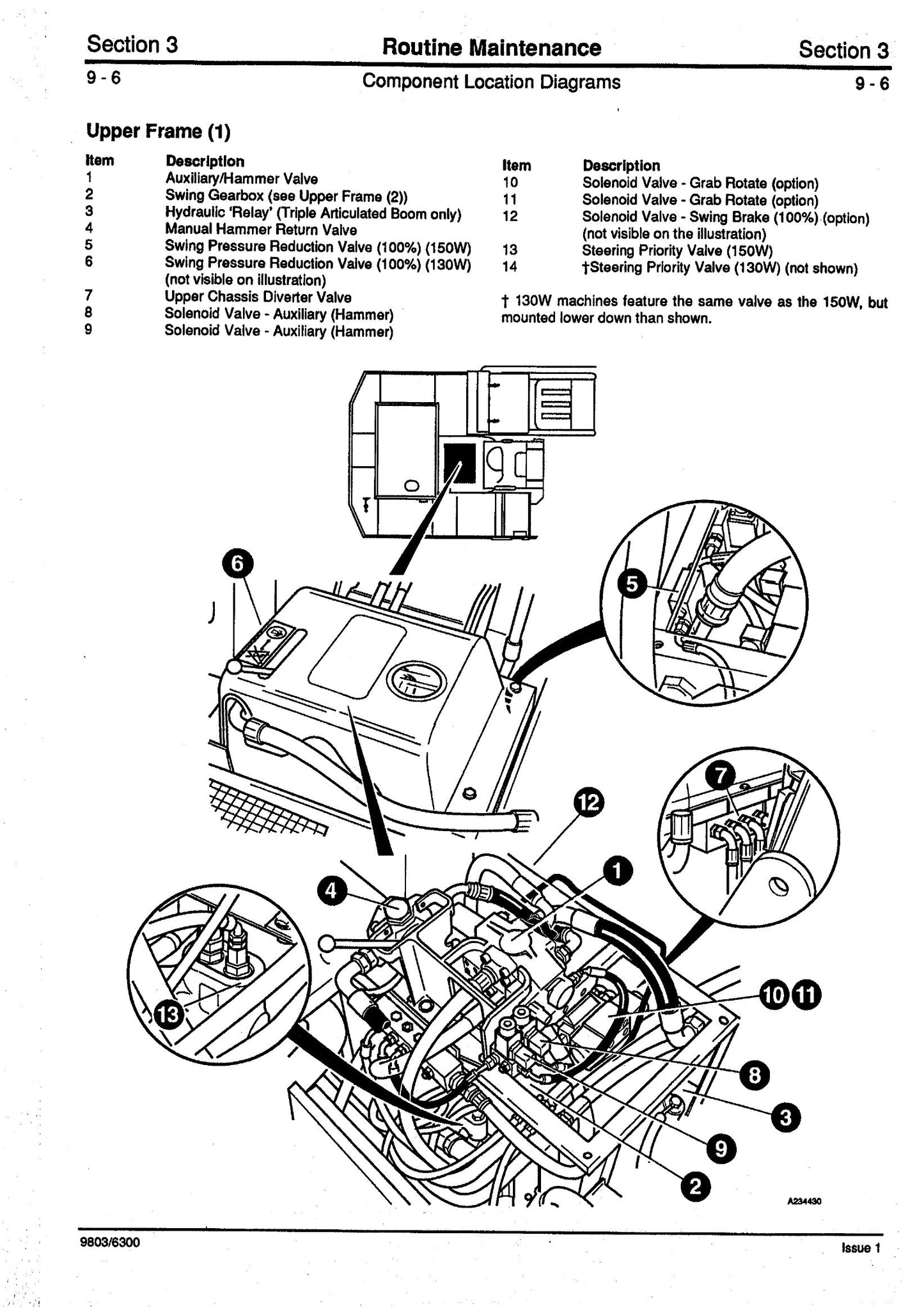 JCB JS130W JS150W Wheeled Excavator Factory Workshop Service Manual 9803/6300