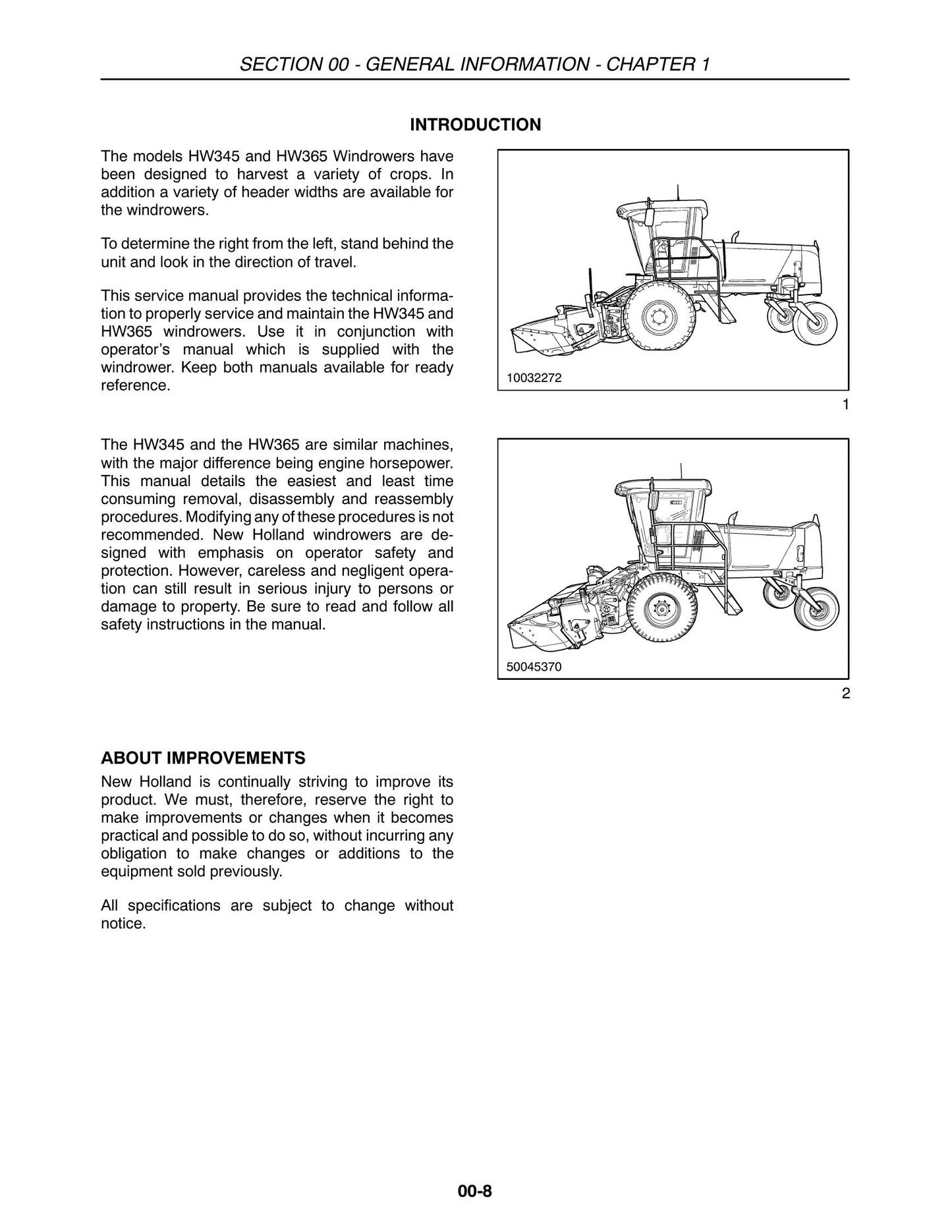 New Holland HW345 HW365 Self-Propelled Windrower Factory Workshop Repair Manual 87576224