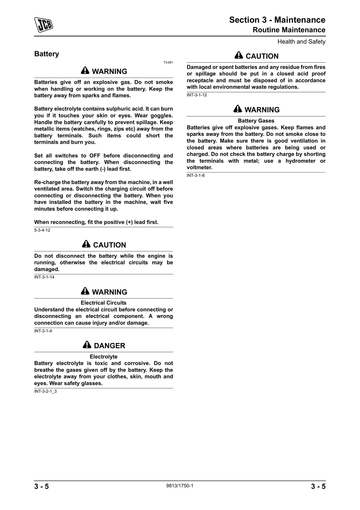 JCB 8061 Mini Excavator Factory Workshop Service Manual 9813/1750-1