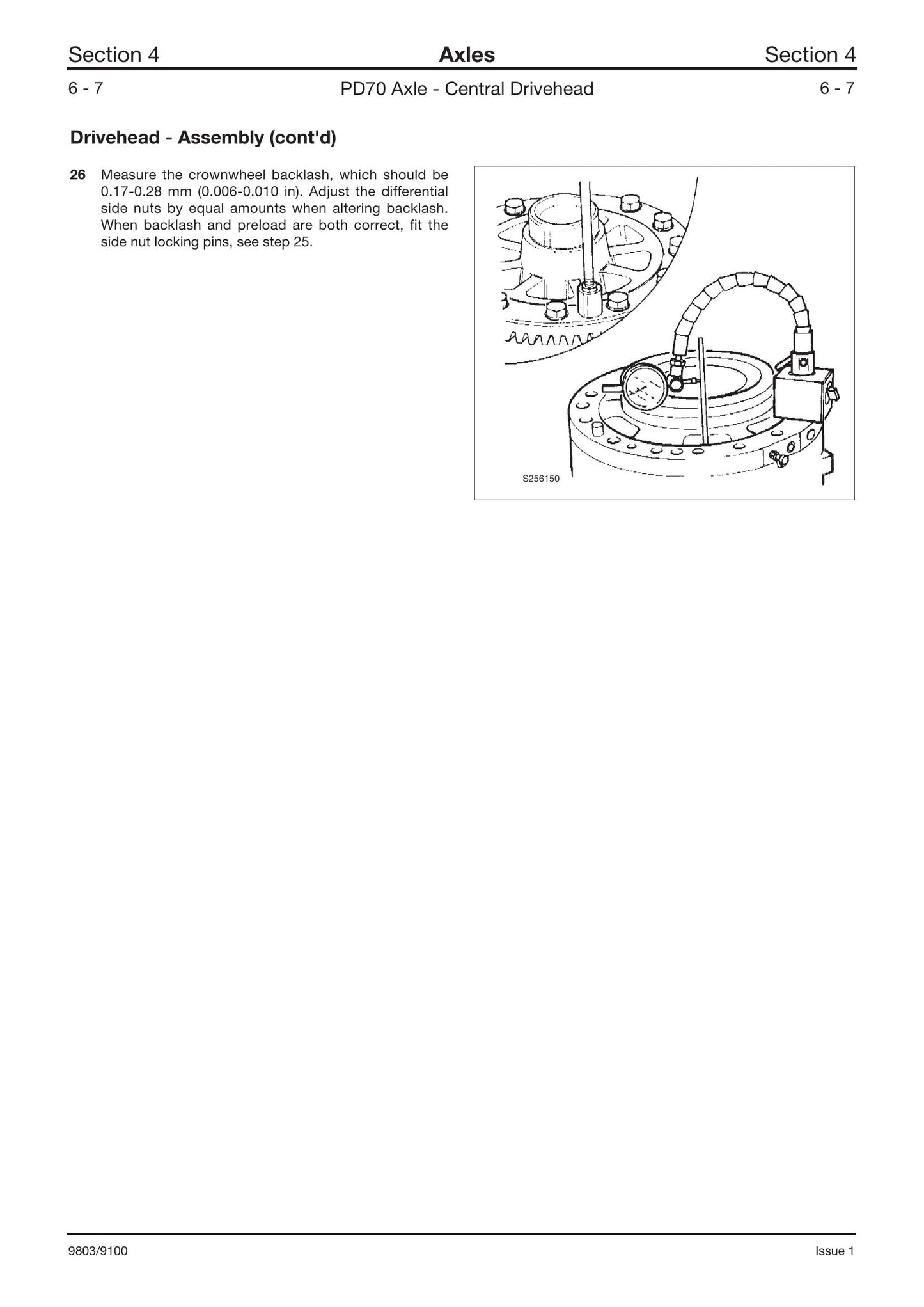 JCB PD70 Axles Factory Workshop Service Manual 9803/9100
