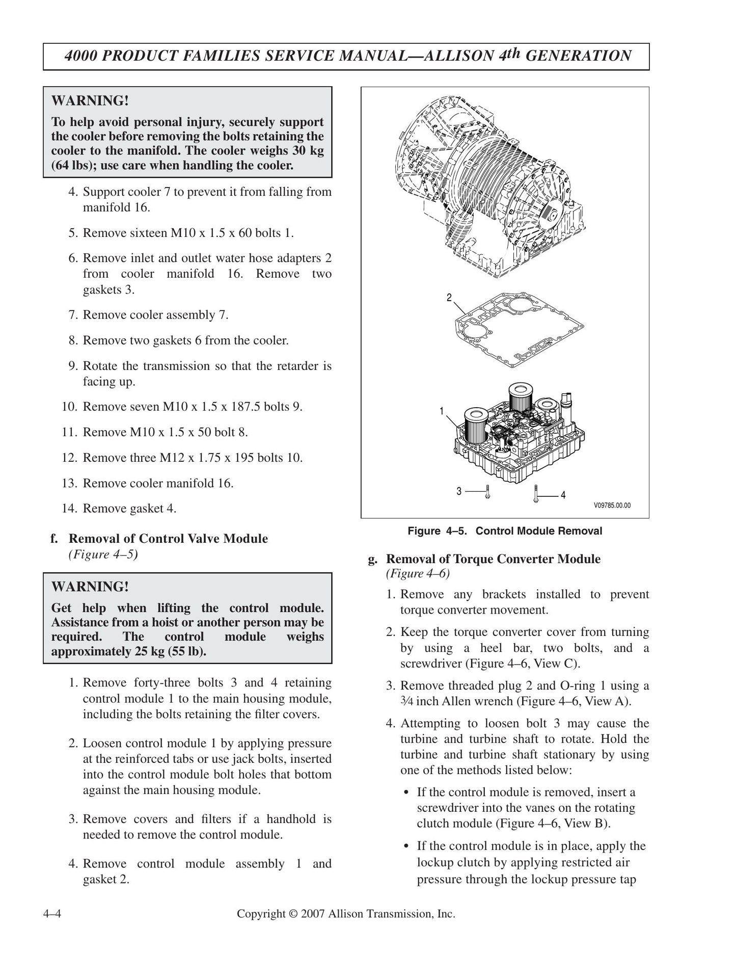 Allison Transmission 4000 EVS 4500 EVS 4700 EVS 4800 EVS B 500 4000 HS 4500 HS 4700 RDS 4800 SP T 425 T 450 T 525 4000 MH 4500 RDS 4700 SP 4500 SP 4000 RDS 4000 SP 4000 TRV Transmission Factory Workshop Service Manual SM4014EN