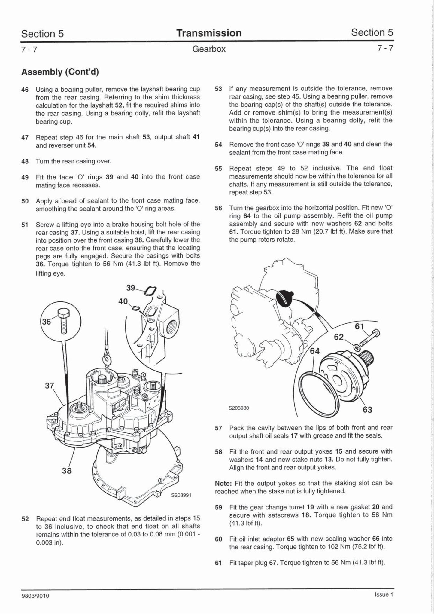 JCB SS400 Transmission Factory Workshop Service Manual 9803/9010
