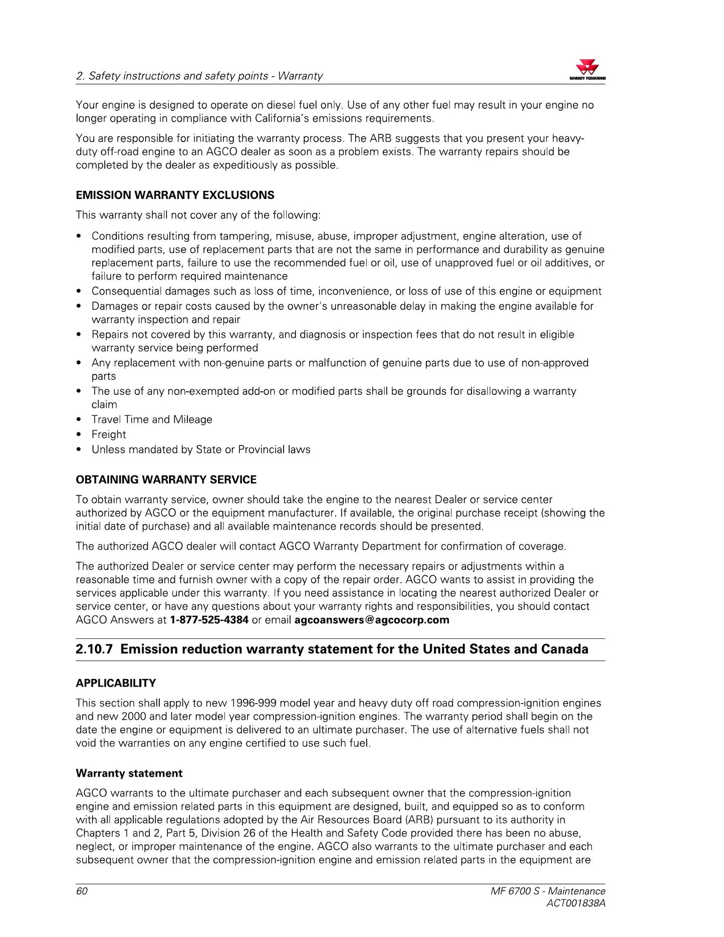 MASSEY FERGUSON MF 6713 S MF 6714 S MF 6715 S MF 6716 S MF 6718 S Tractor Factory Workshop Operator Manual ACT0039950