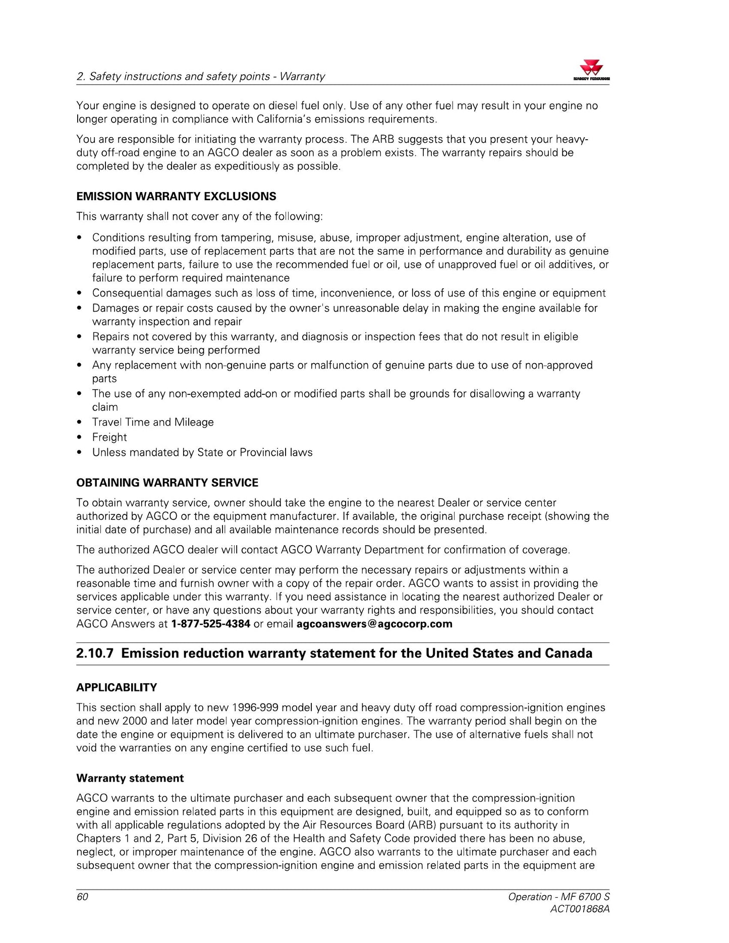 MASSEY FERGUSON MF 6713 S MF 6714 S MF 6715 S MF 6716 S MF 6718 S Tractor Factory Workshop Operator Manual ACT0039950