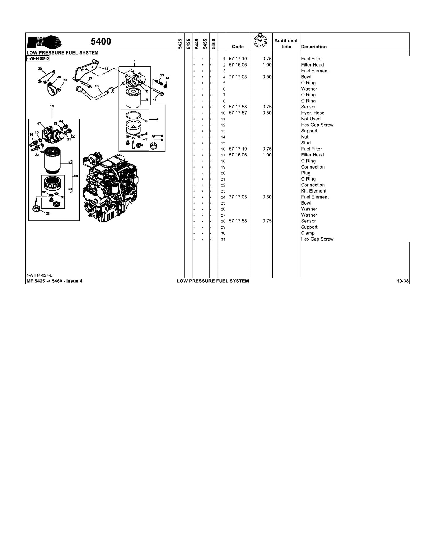 MASSEY FERGUSON MF 5400 Tractor Factory Workshop Parts Catalog MF 5425 MF 5460