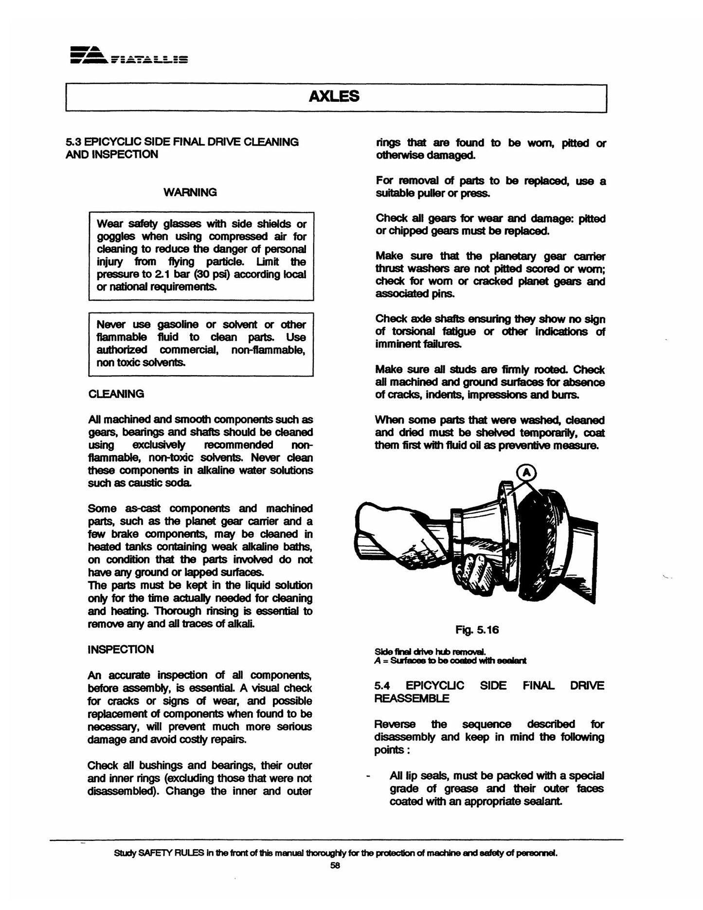 FIATALLIS FR 140 Wheel Loader Service Specification Manual FA 75314894