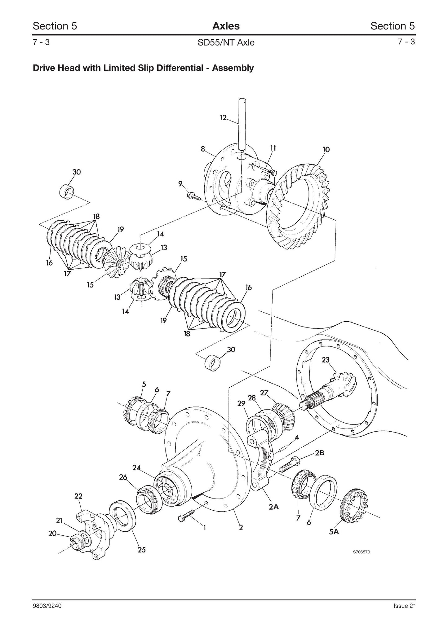 JCB SD40 SD55 SD70 Axle Factory Workshop Service Manual 9803/9240