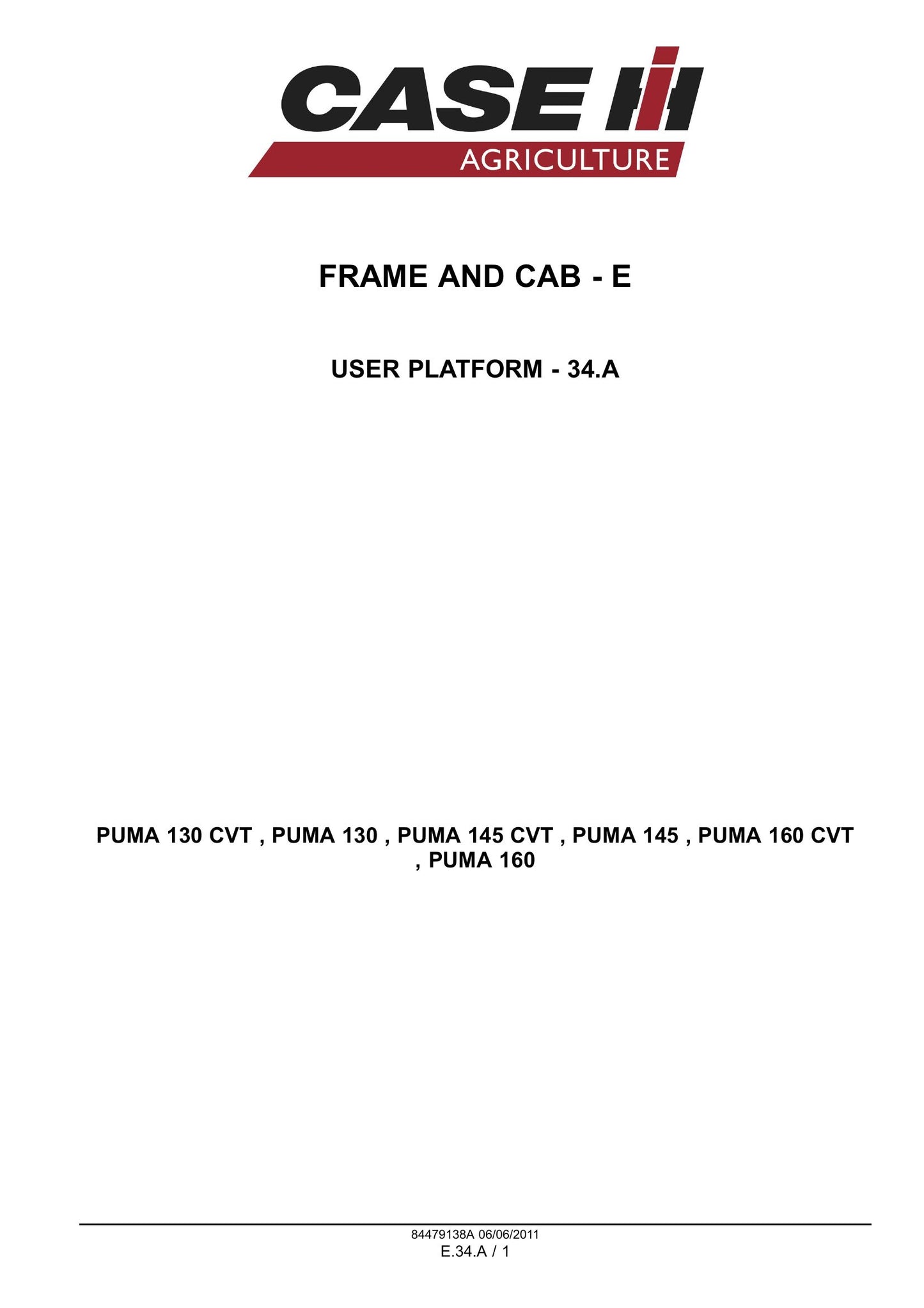 CASE PUMA 130 PUMA 130 CVT PUMA 145 PUMA 145 CVT PUMA 160 PUMA 160 CVT Tractor Factory Workshop Service Manual 84548749