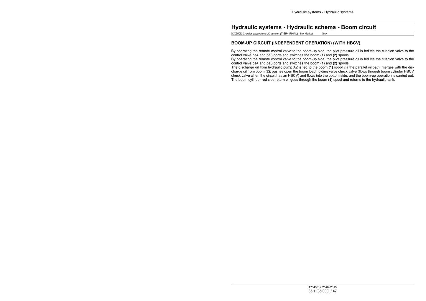 CASE CX210D CX250D Crawler Excavator Factory Workshop Service Manual 47869902