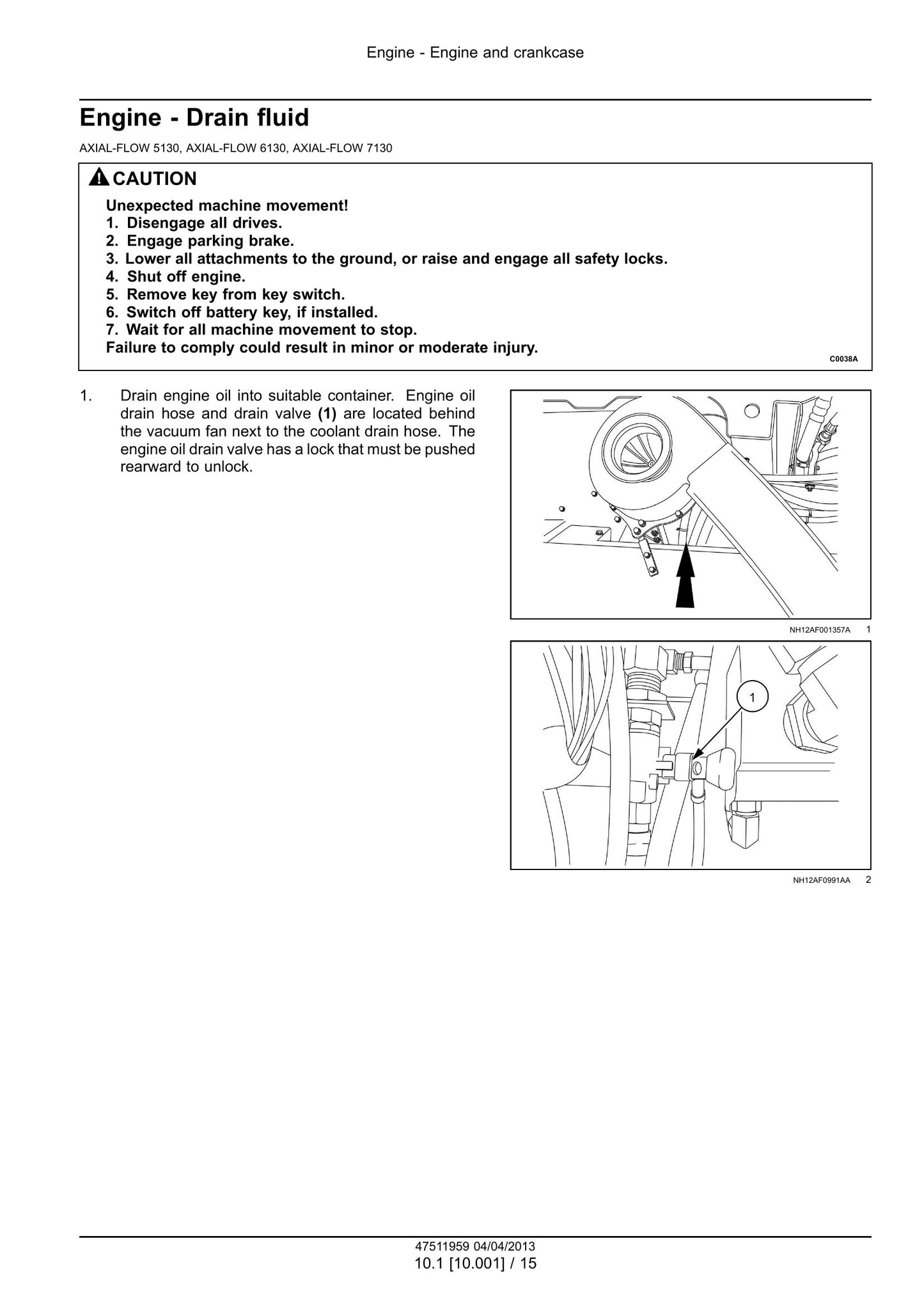 CASE 5130 6130 7130 Combine Factory Workshop Service Manual 47511959