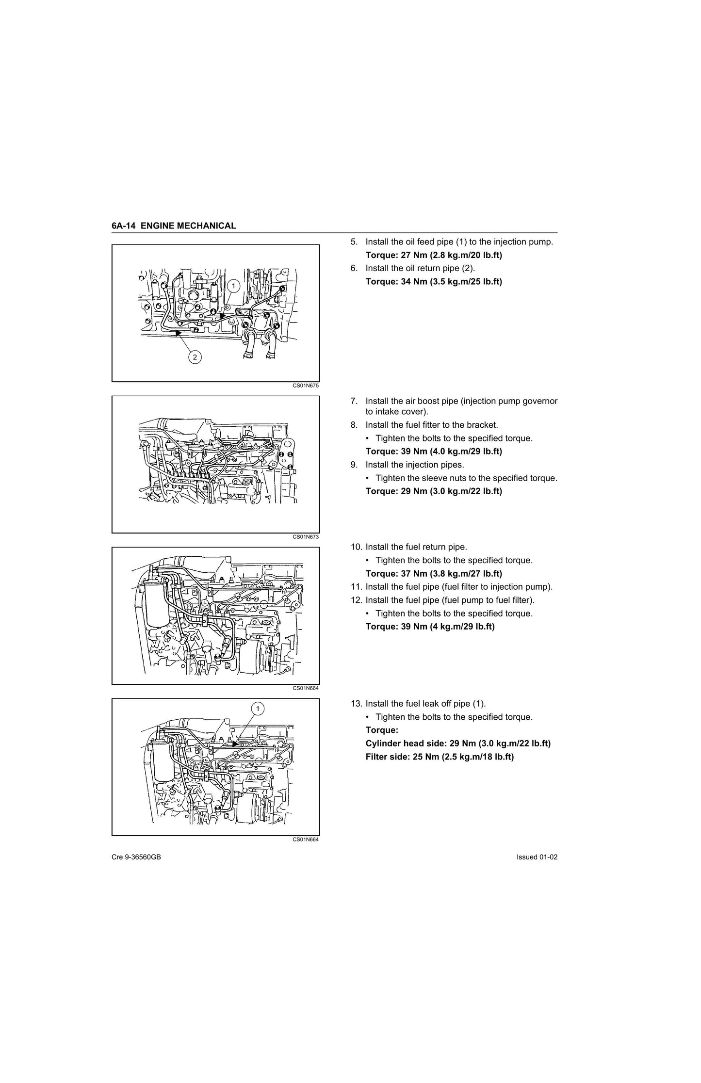 CASE 6HK1 ISUZU Engine Factory Workshop Service Manual Cre 9-36569GB