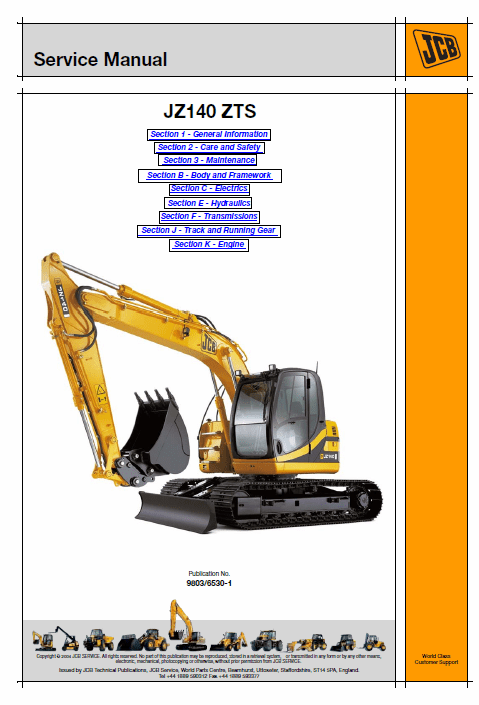 JCB JZ140 Tracked Excavator Service Manual Workshop Guide